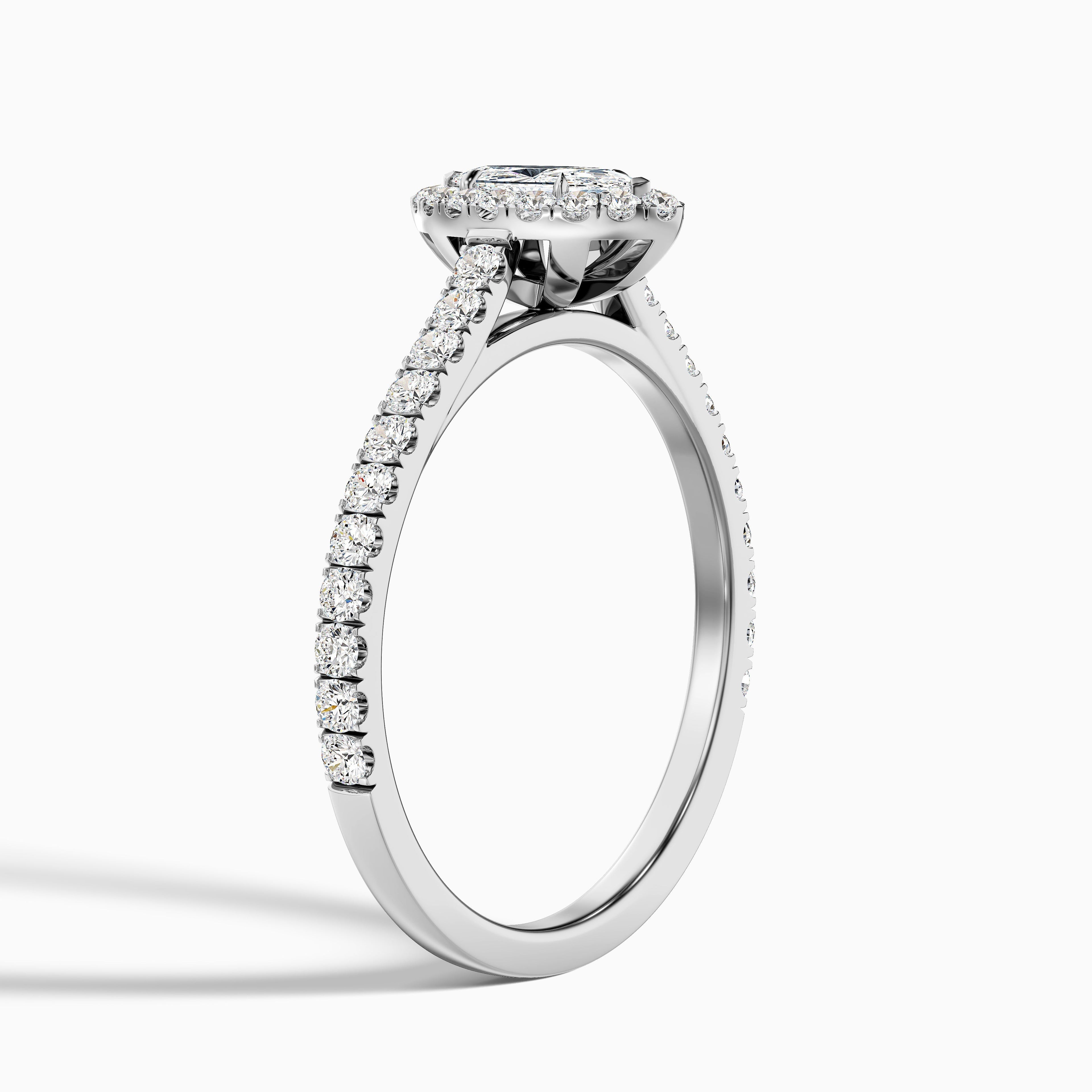 Anna 5.5 Carat Marquise Halo Pave Moissanite Engagement Ring in 14k White Gold