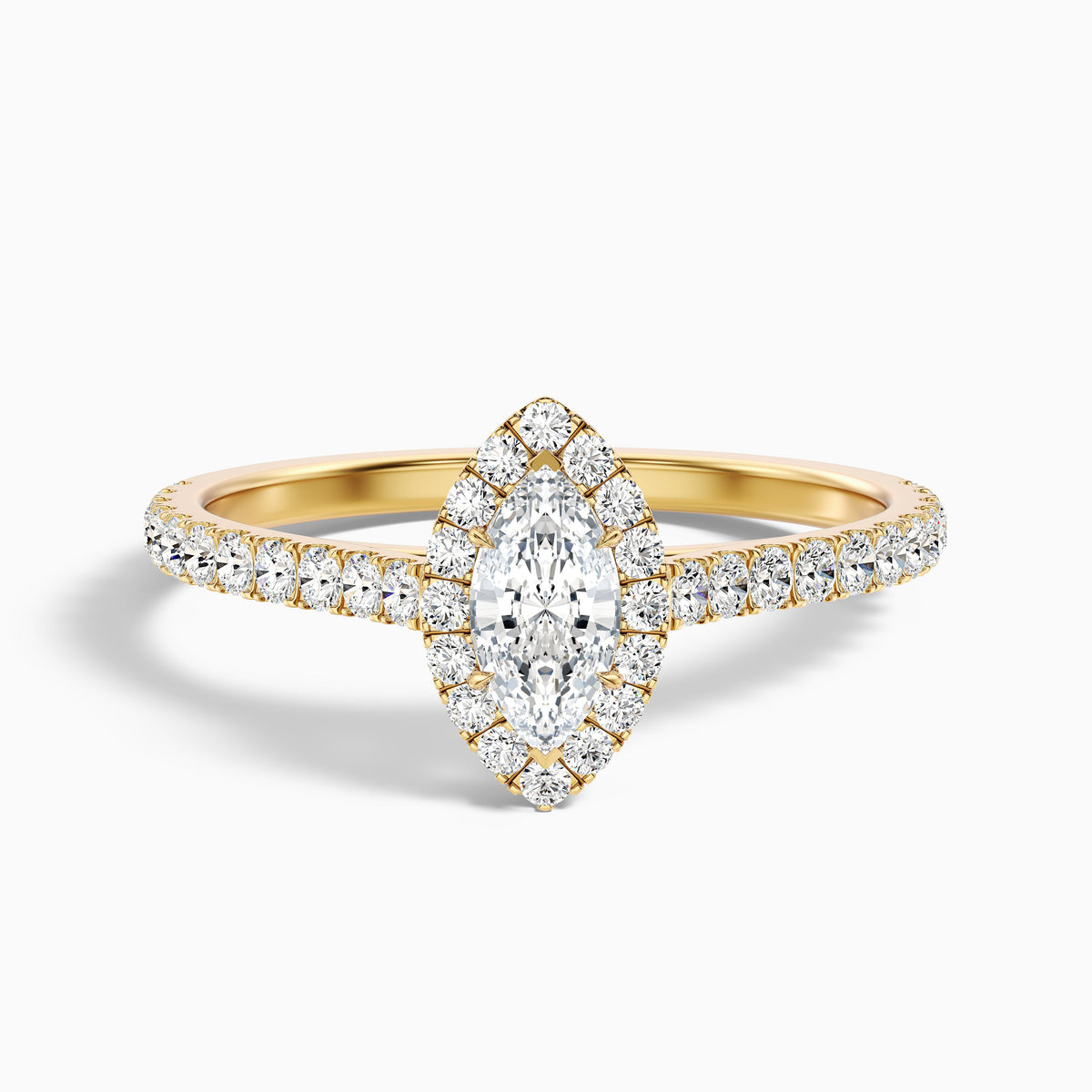 Anna 5.5 Carat Marquise Halo Pave Moissanite Engagement Ring in 14k White Gold