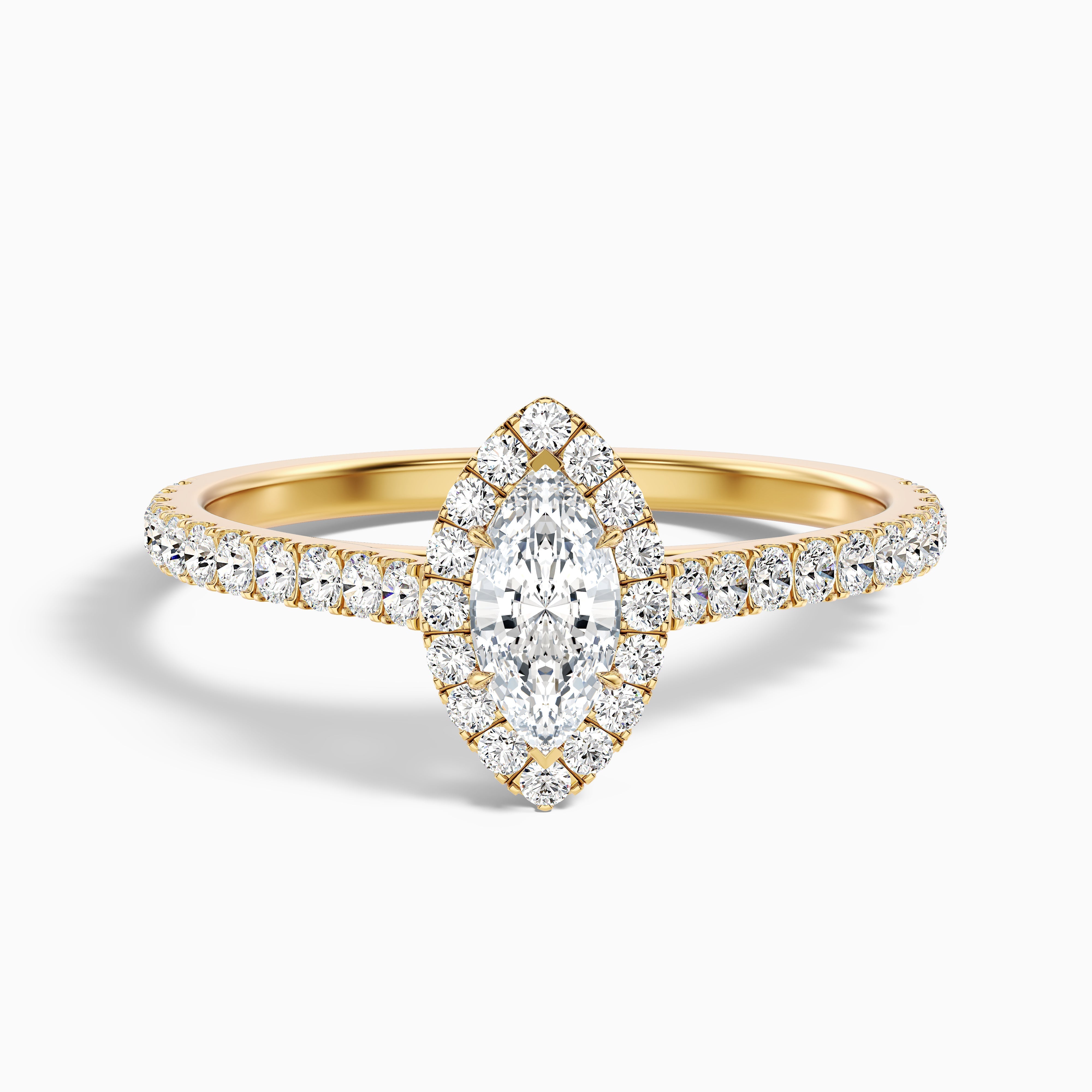 Anna 5.5 Carat Marquise Halo Pave Moissanite Engagement Ring in 14k Rose Gold