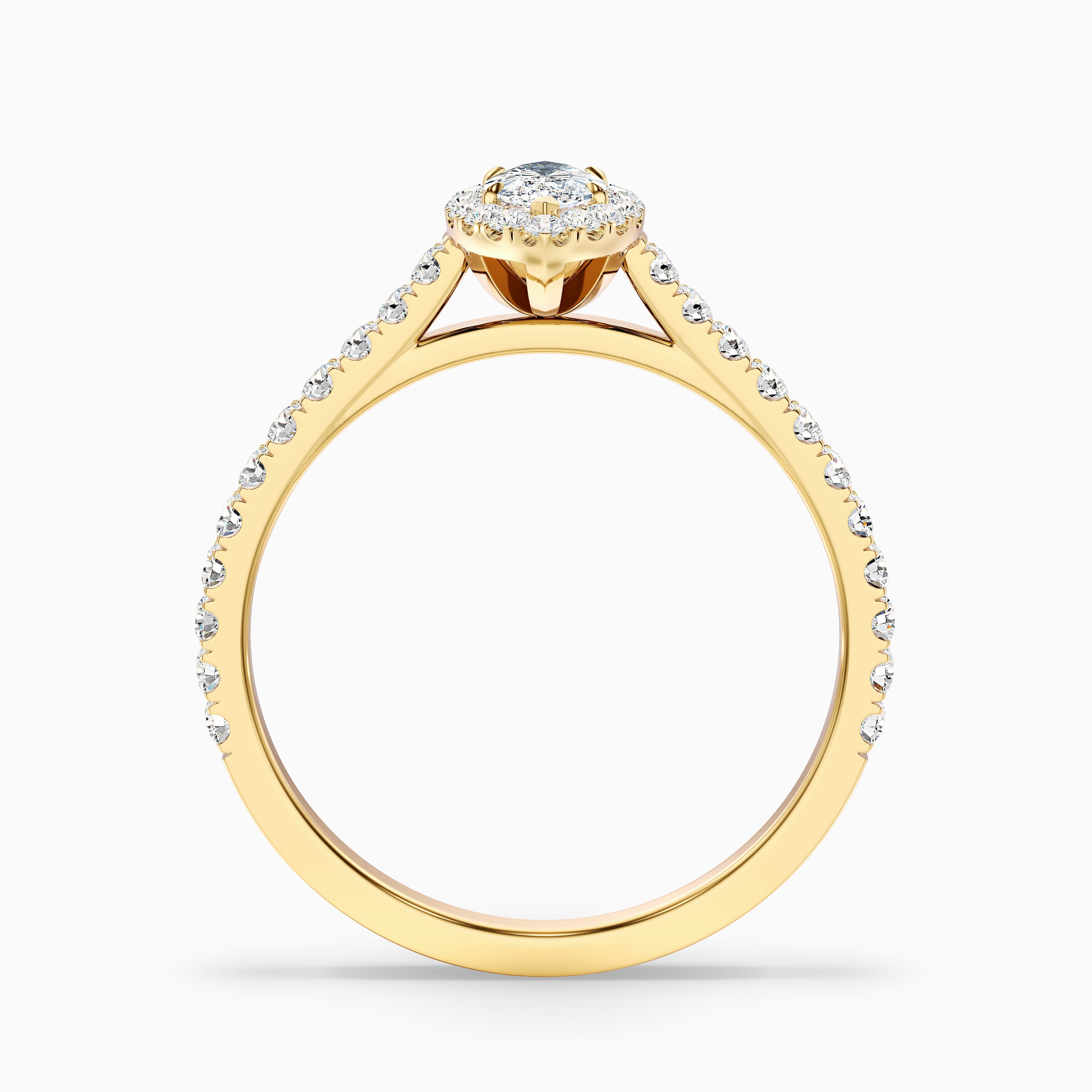 Anna 4.5 Carat Marquise Halo Pave Moissanite Engagement Ring in 18k Yellow Gold