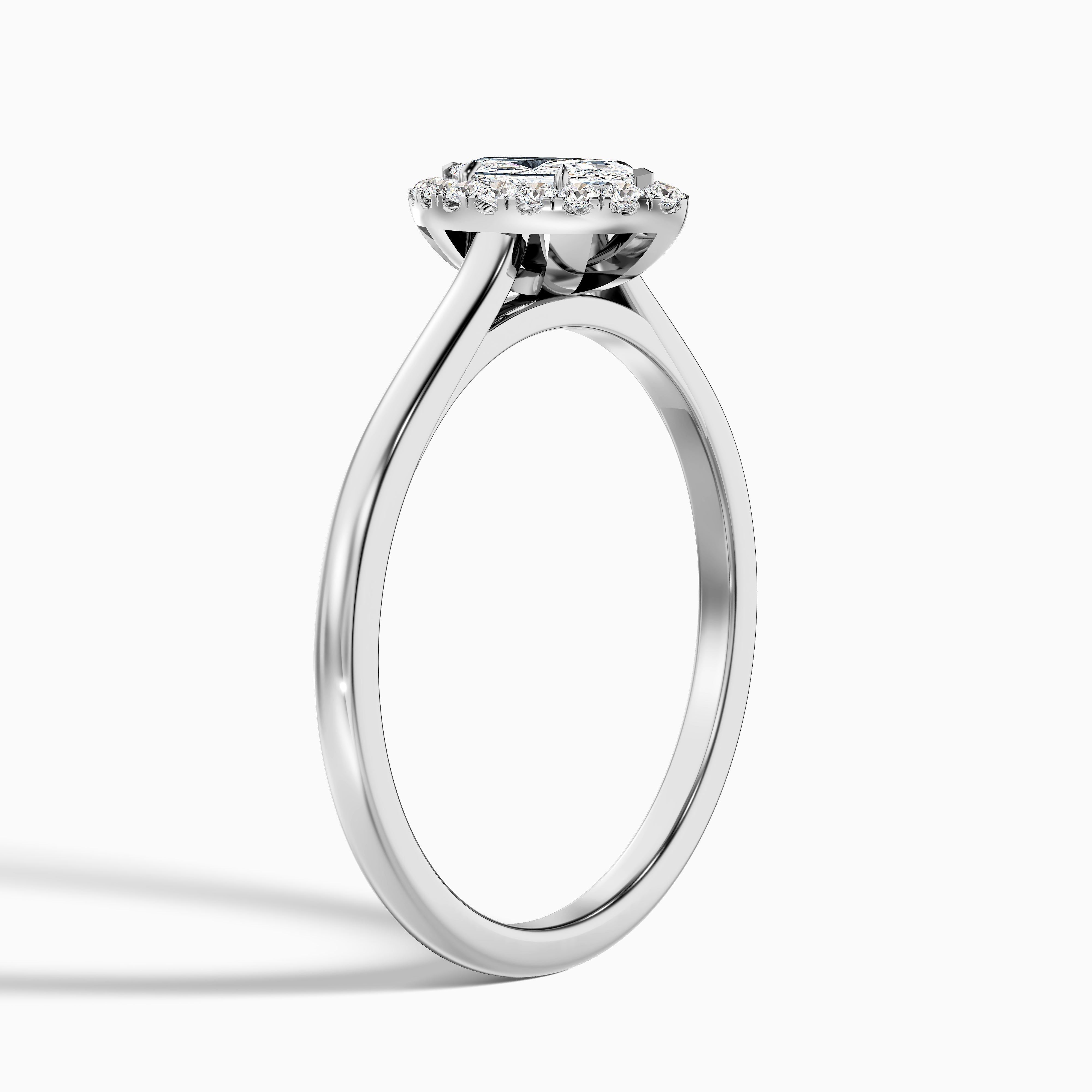 Lena 5 Carat Marquise Halo Moissanite Engagement Ring in Platinum