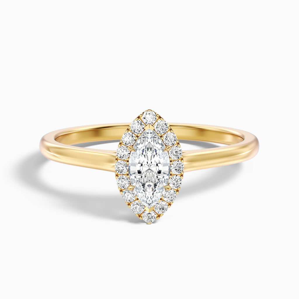 Lena 1.5 Carat Marquise Halo Moissanite Engagement Ring in 10k White Gold