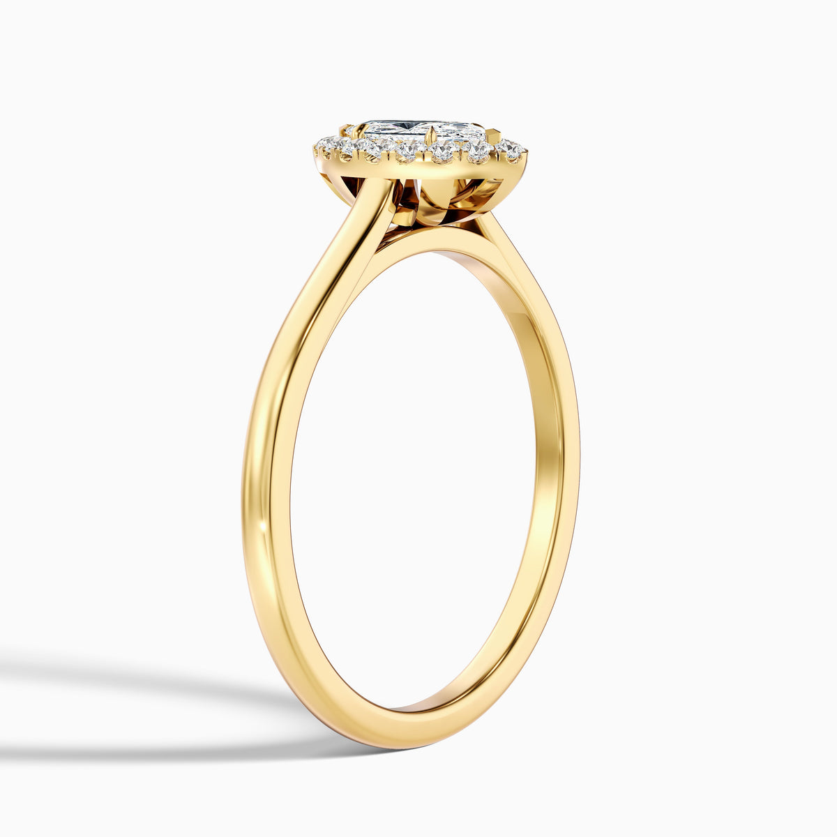 Lena 4 Carat Marquise Halo Moissanite Engagement Ring in 14k White Gold