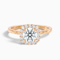 Anya 1 Carat Round Cut Halo Moissanite Engagement Ring in 18k Rose Gold