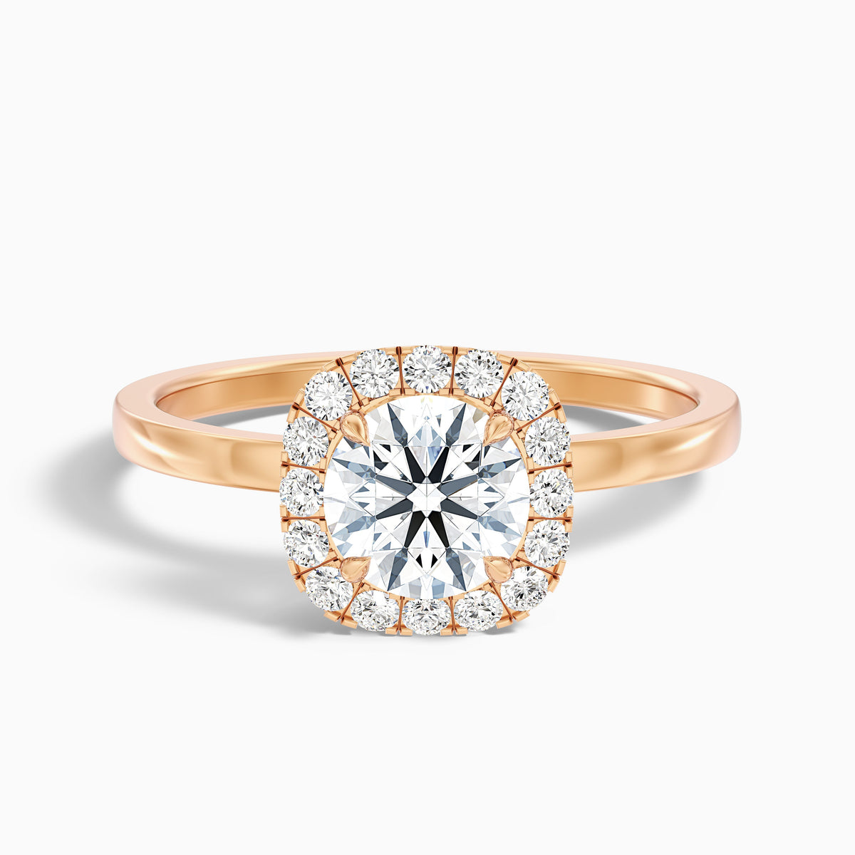 Anya 2 Carat Round Cut Halo Moissanite Engagement Ring in 18k White Gold