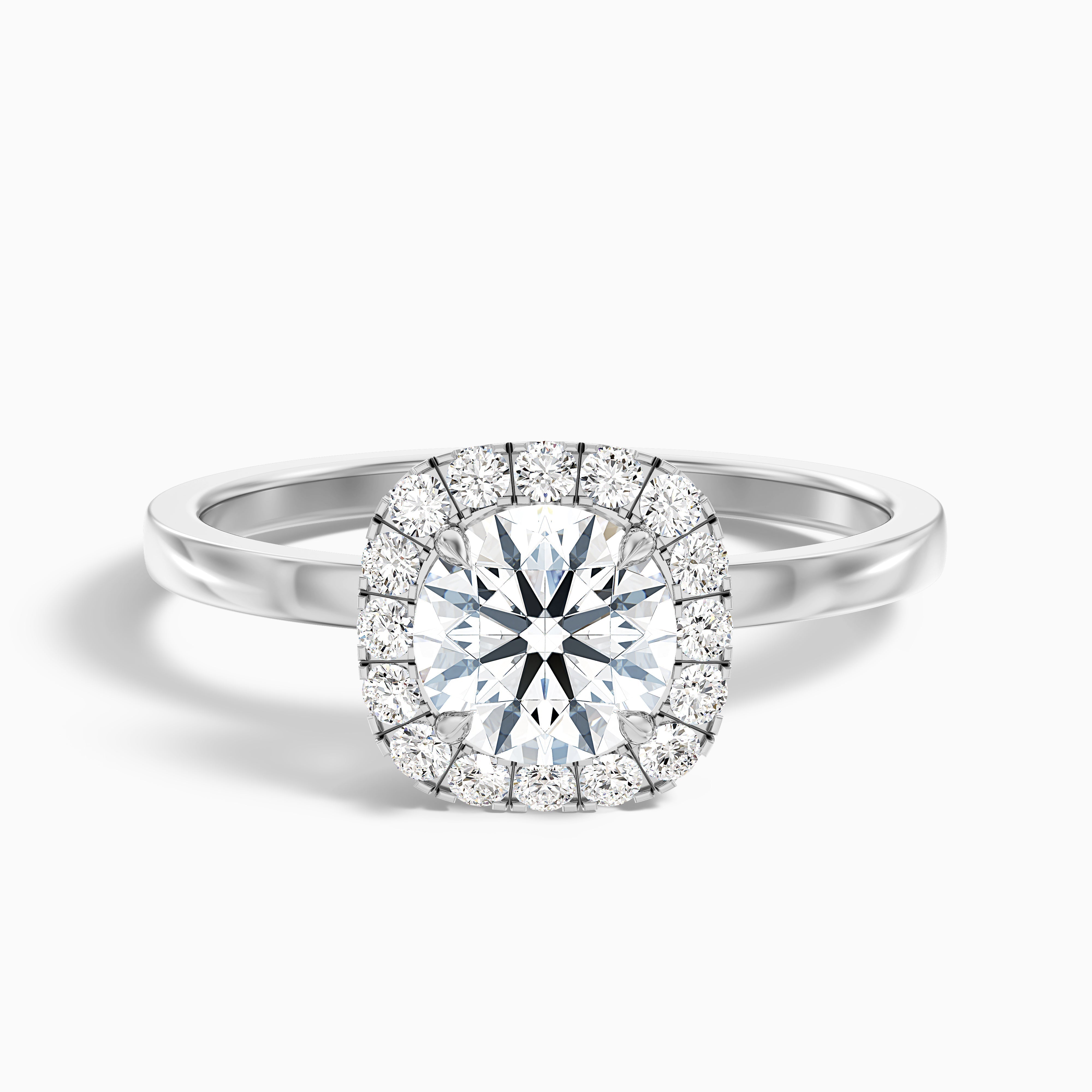Anya 4 Carat Round Cut Halo Moissanite Engagement Ring in 10k White Gold