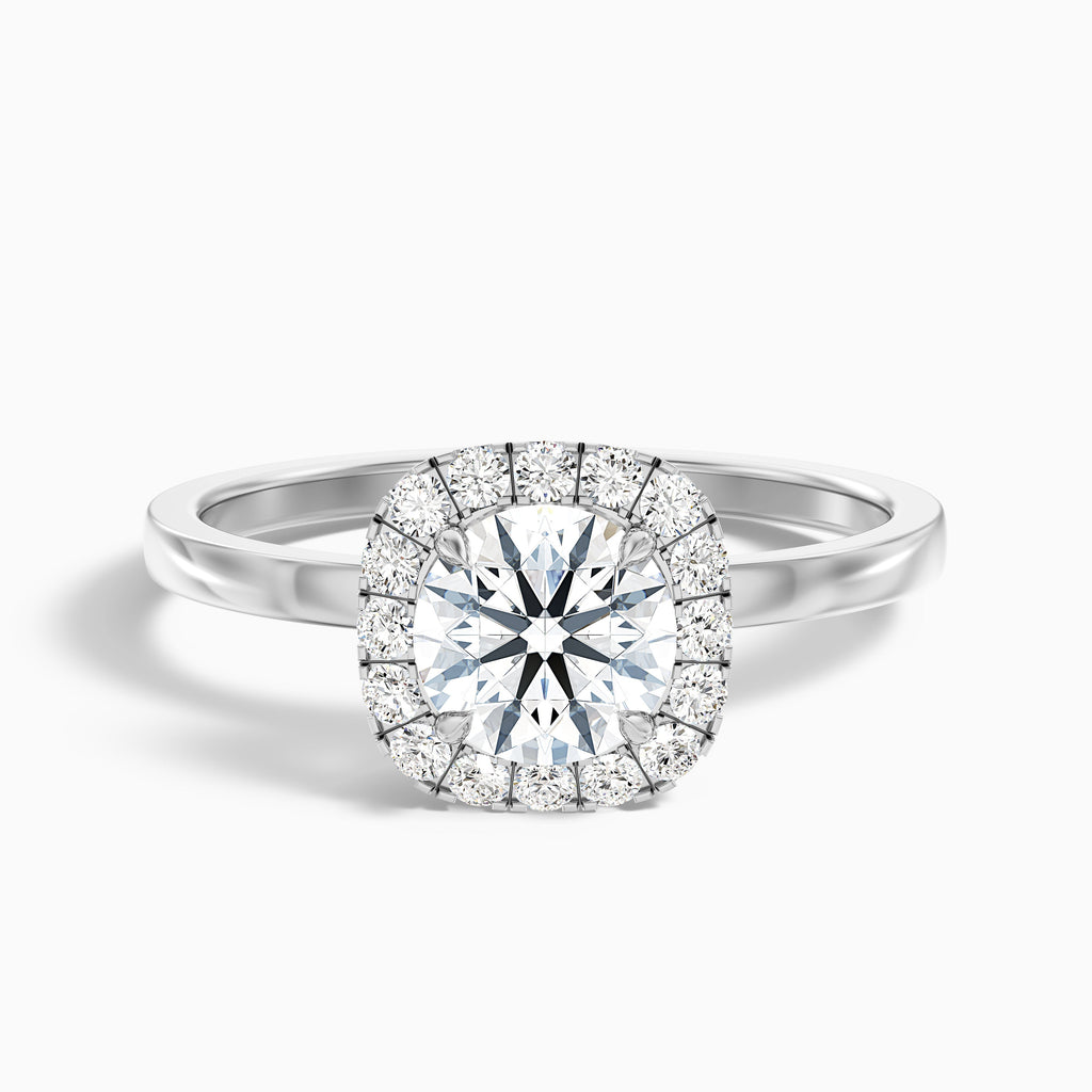 Anya 3 Carat Round Cut Halo Moissanite Engagement Ring in 14k Rose Gold