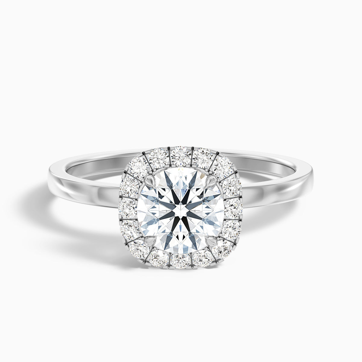 Anya 3 Carat Round Cut Halo Moissanite Engagement Ring in 14k Rose Gold