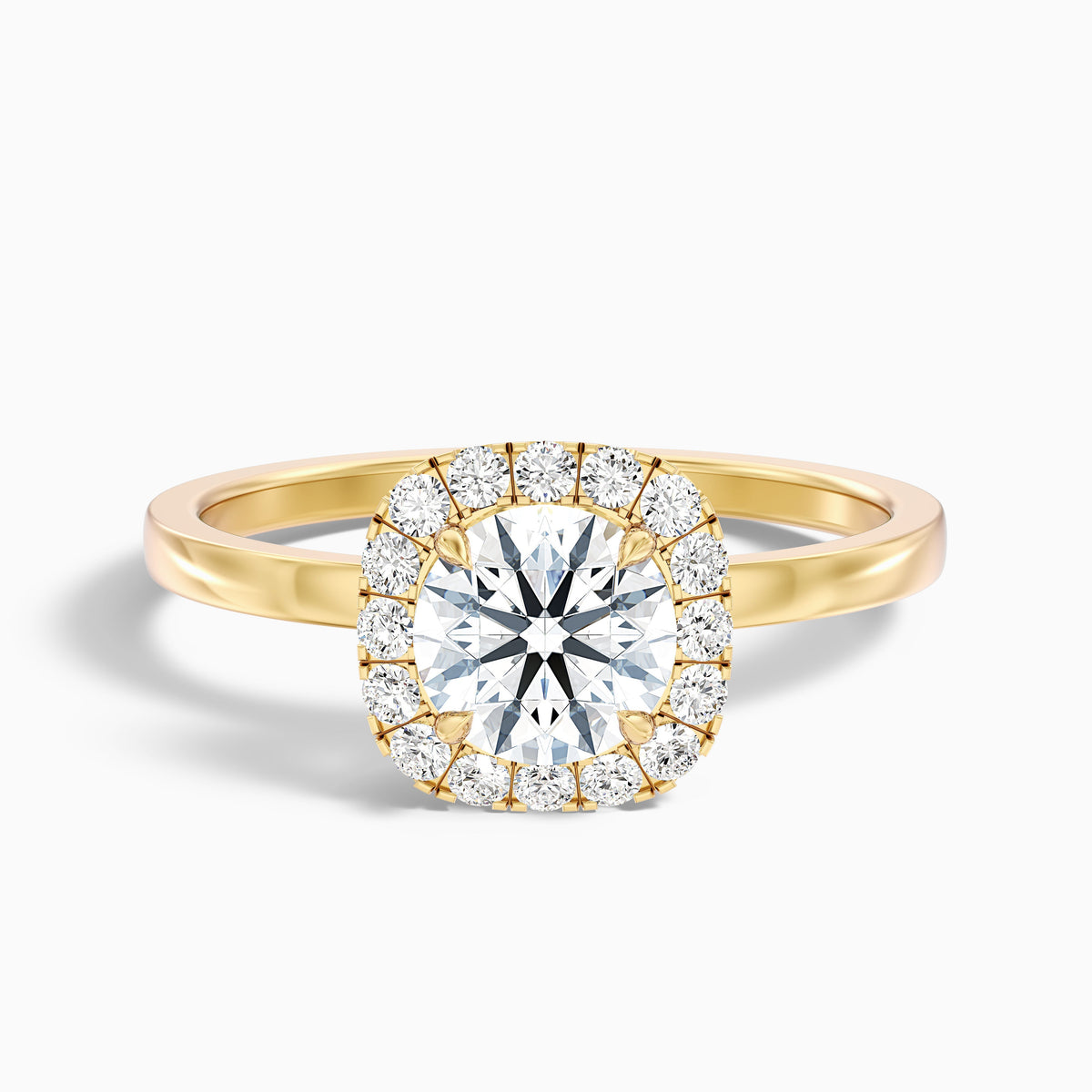 Anya 3 Carat Round Cut Halo Moissanite Engagement Ring in 18k White Gold
