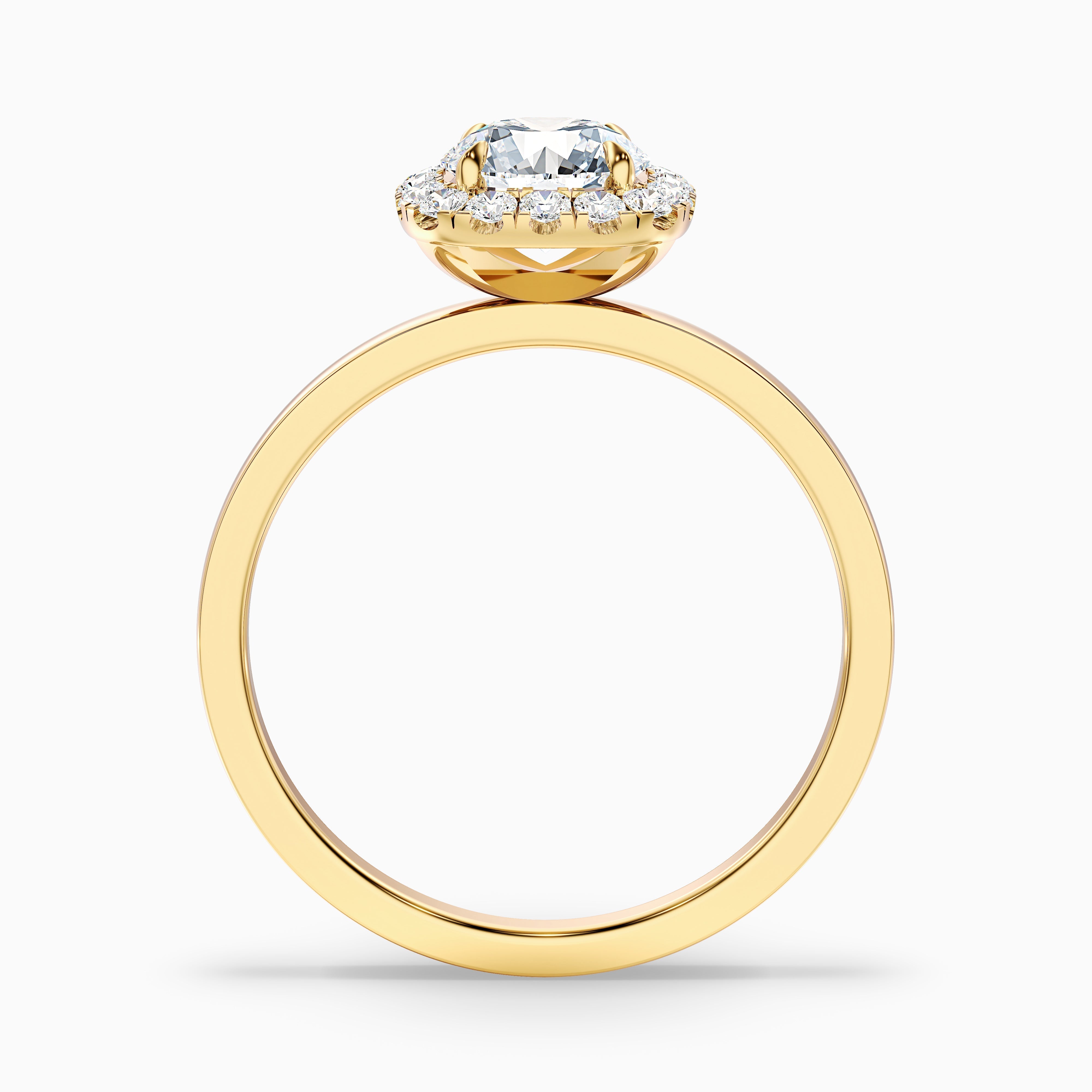 Anya 4.5 Carat Round Cut Halo Moissanite Engagement Ring in 18k Yellow Gold