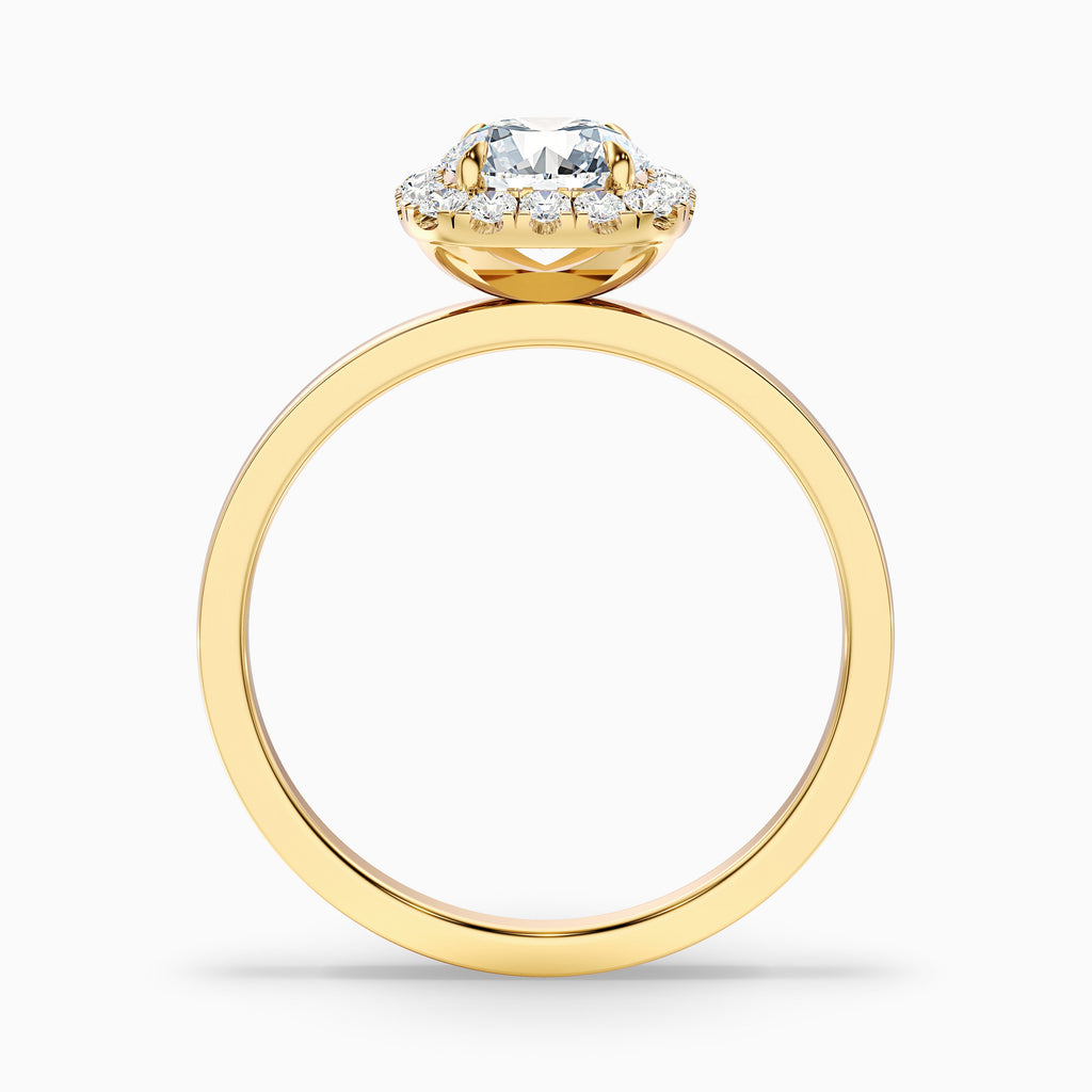 Anya 1 Carat Round Cut Halo Moissanite Engagement Ring in 18k Yellow Gold
