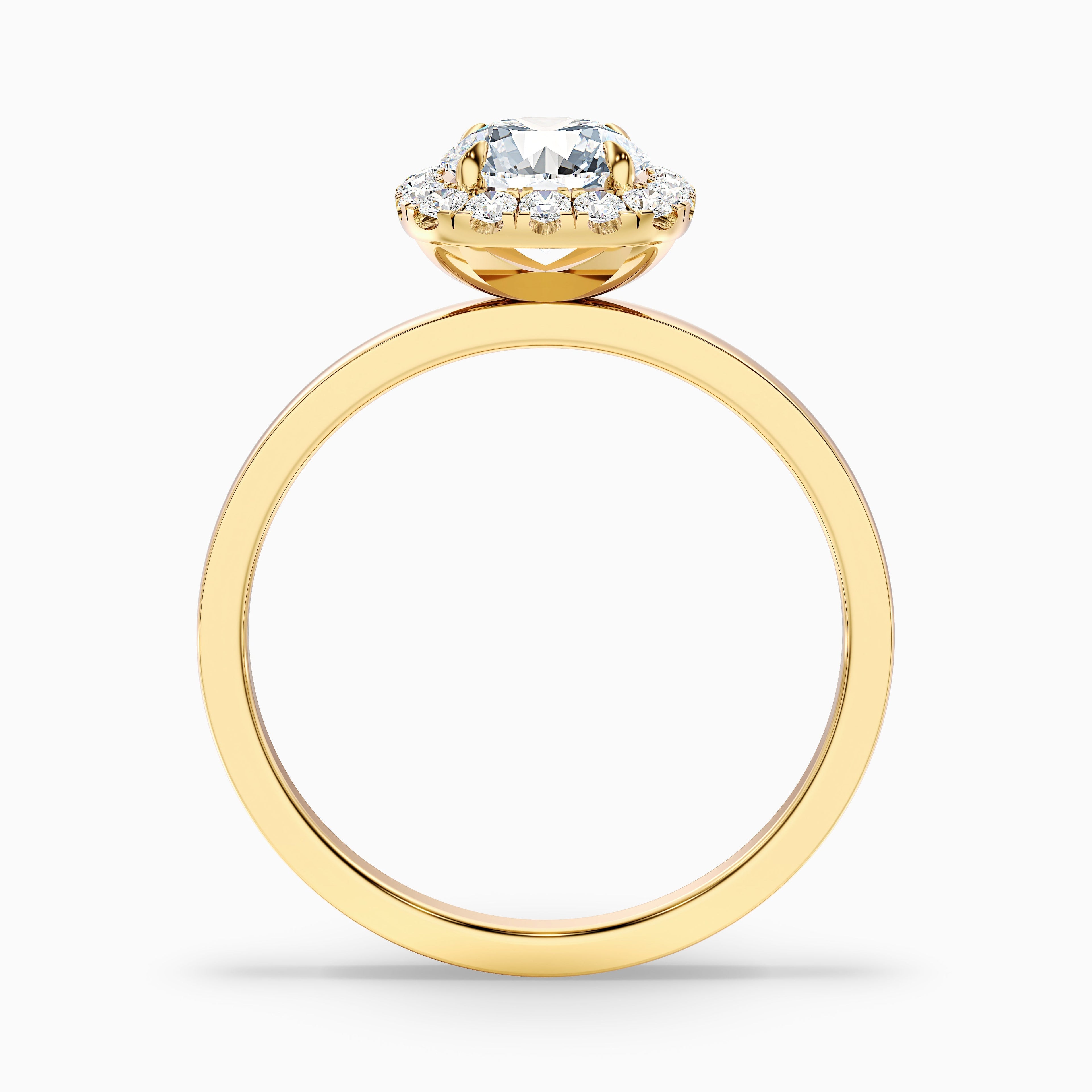 Anya 1 Carat Round Cut Halo Moissanite Engagement Ring in 18k Yellow Gold