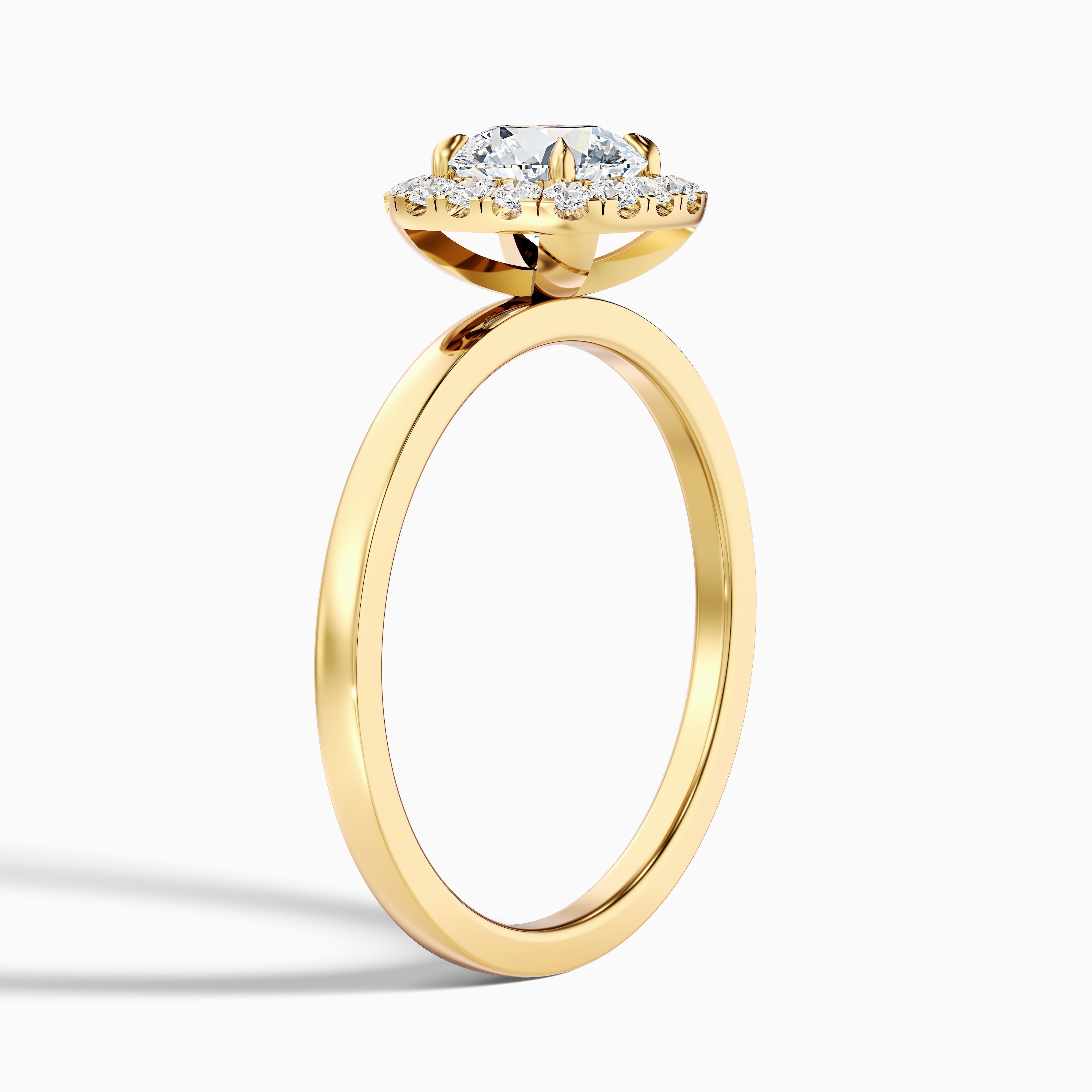 Anya 3 Carat Round Cut Halo Moissanite Engagement Ring in 18k Yellow Gold