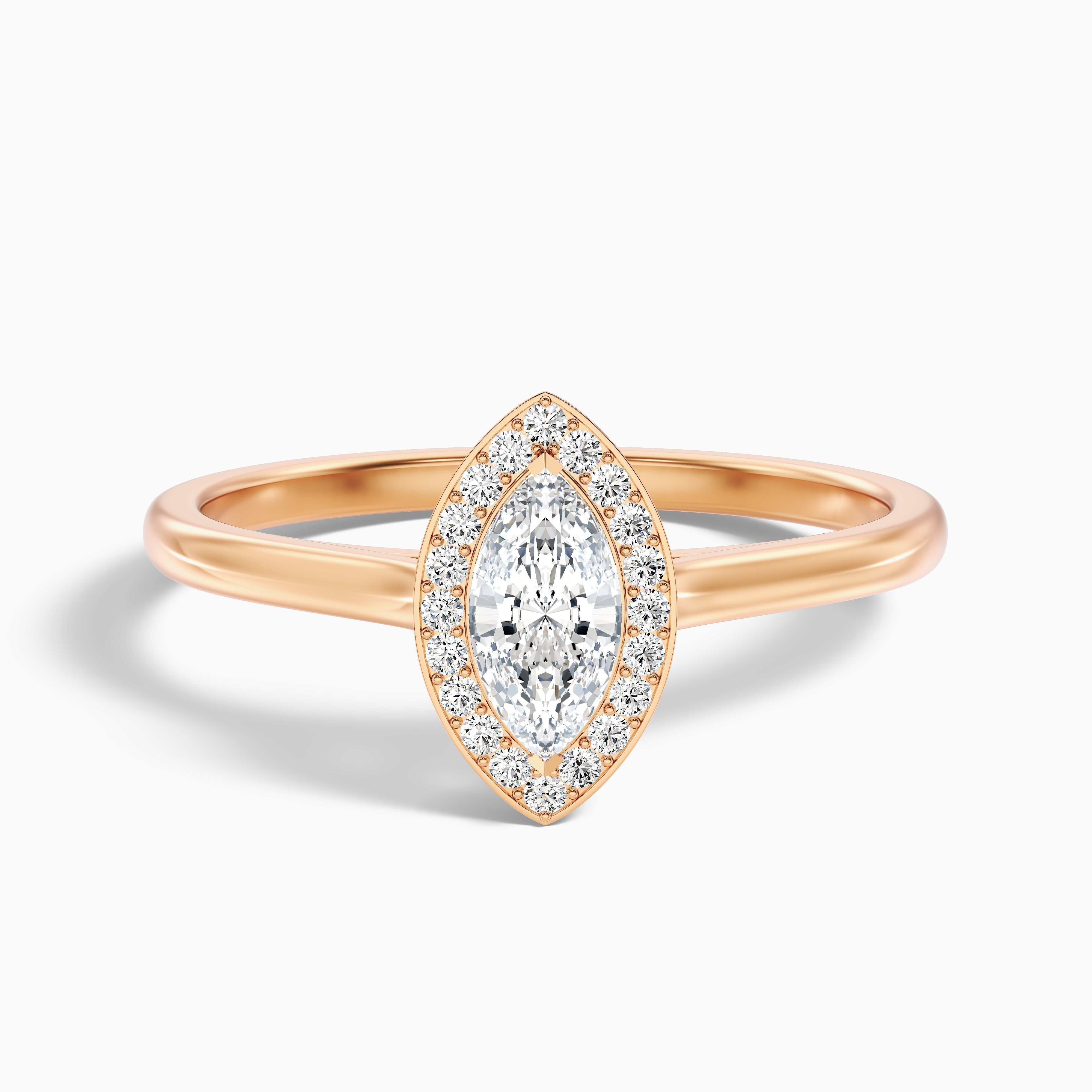 Sky 4.5 Carat Marquise Halo Moissanite Engagement Ring in 18k Rose Gold