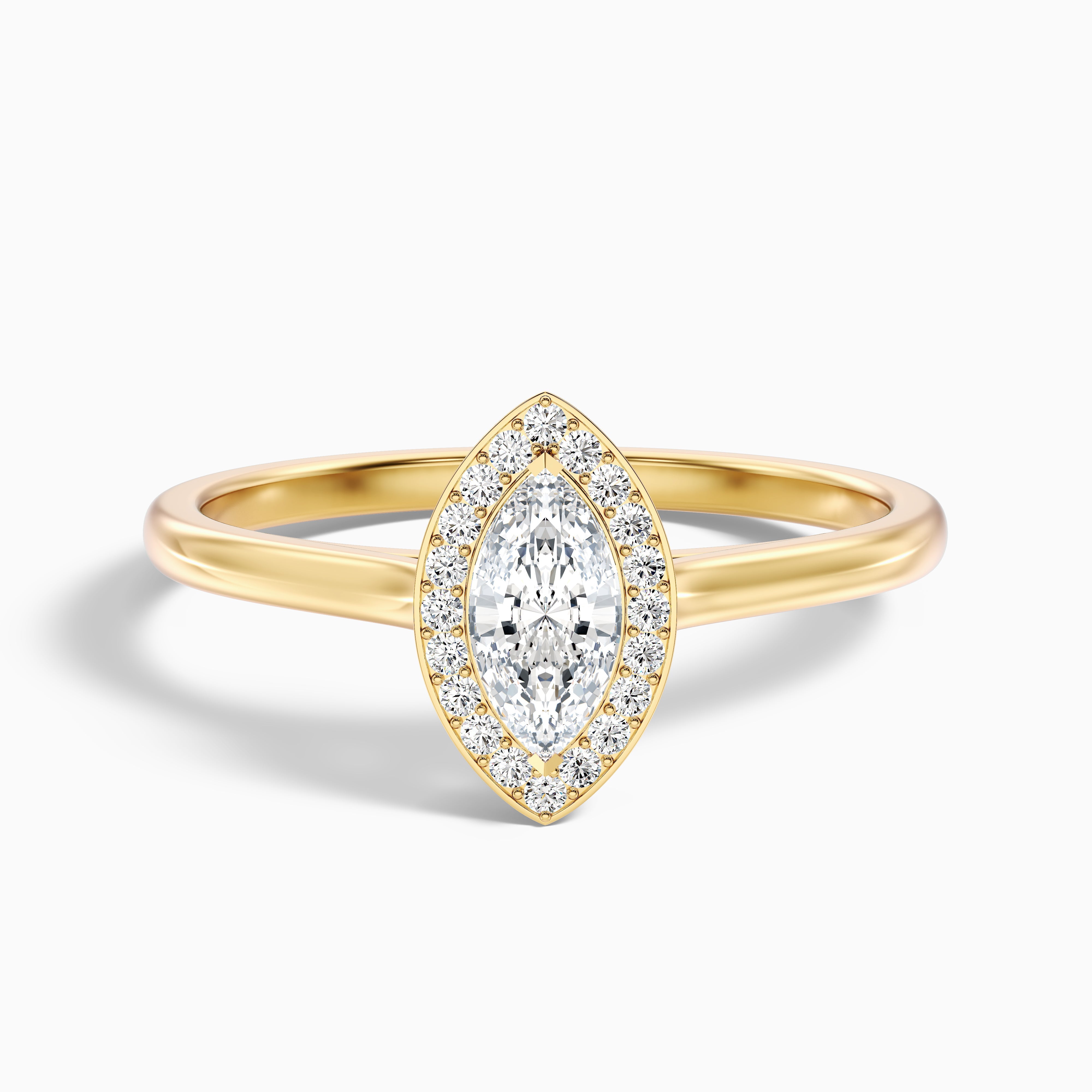 Sky 4.5 Carat Marquise Halo Moissanite Engagement Ring in 18k Yellow Gold