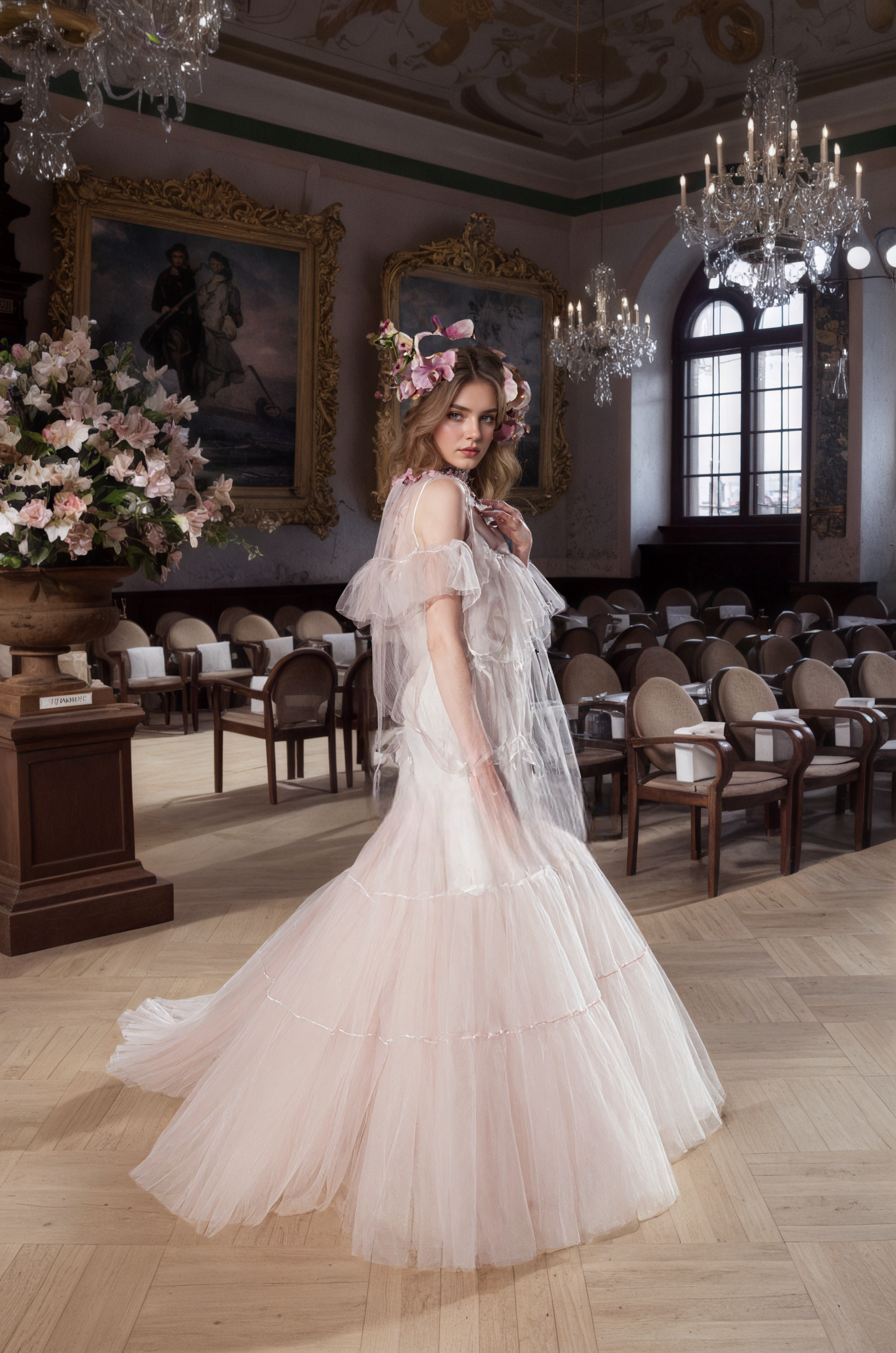 Luxury 3 colors Layered Tulle Sheer Robe Dress | Couture Ruffle Boudoir Robe Set