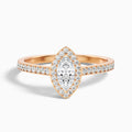 Ila 1 Carat Marquise Halo Pave Moissanite Engagement Ring in 18k Rose Gold