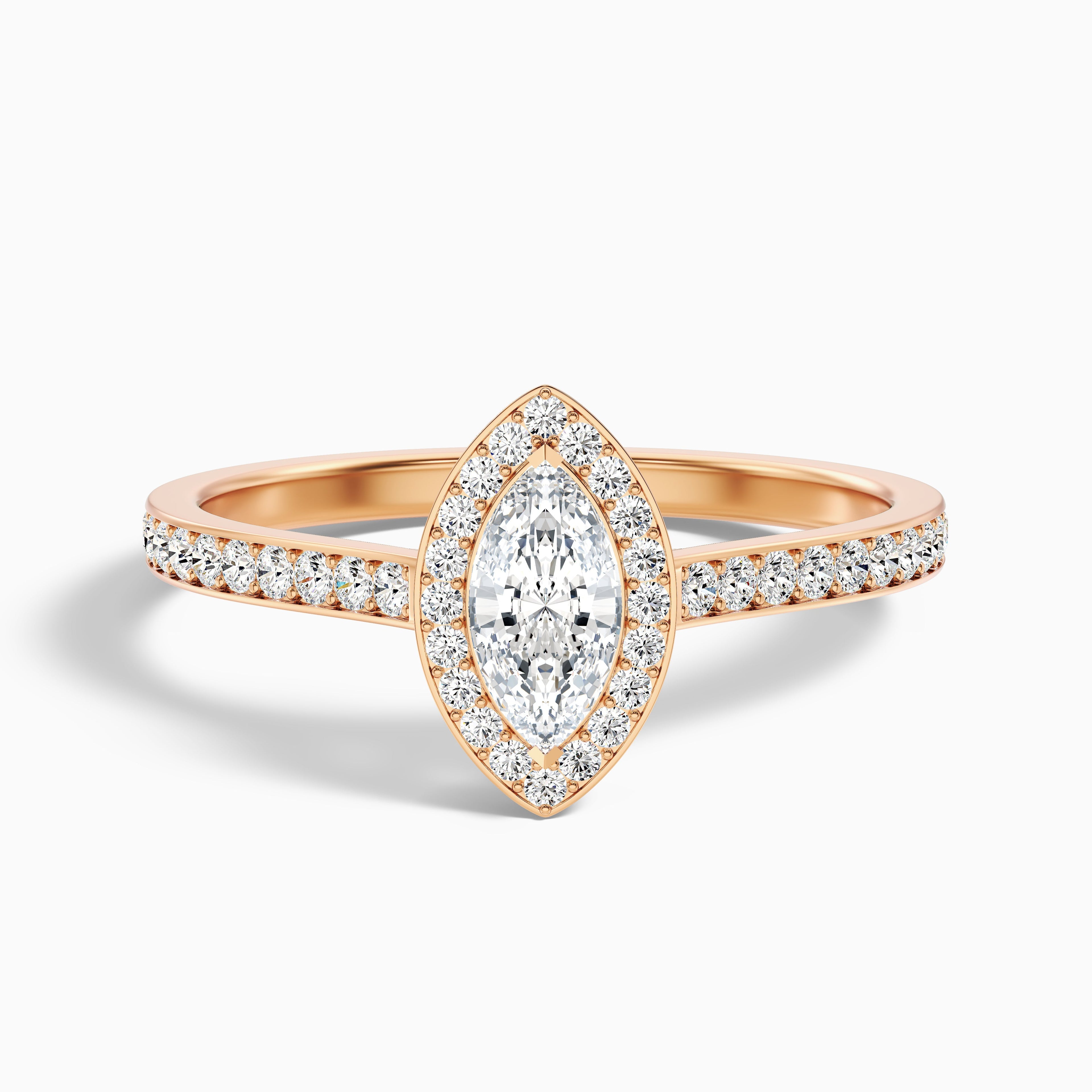 Ila 4.5 Carat Marquise Halo Pave Moissanite Engagement Ring in Platinum