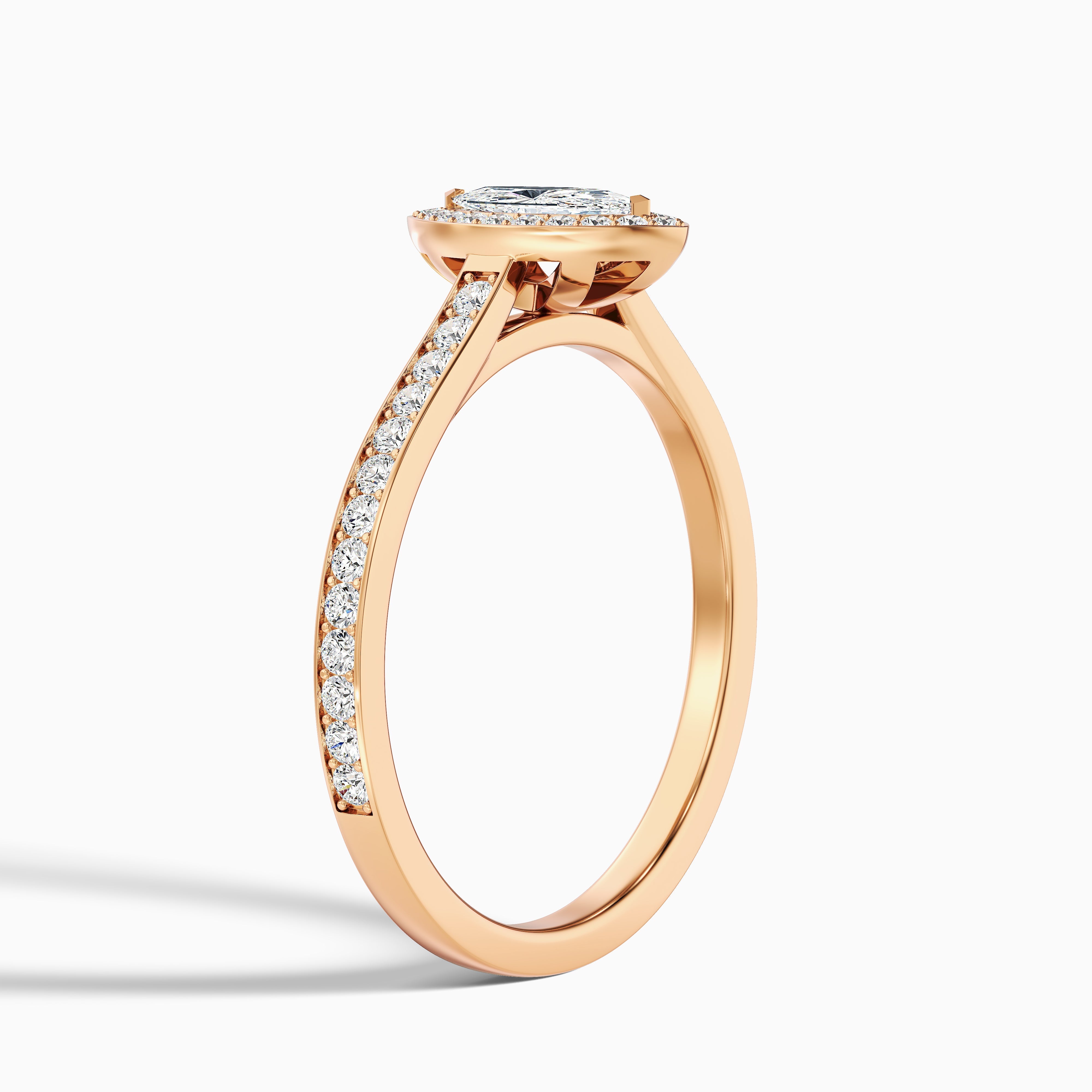 Ila 2 Carat Marquise Halo Pave Moissanite Engagement Ring in Platinum