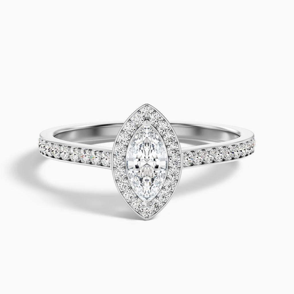 Ila 4 Carat Marquise Halo Pave Moissanite Engagement Ring in 18k Rose Gold