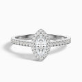 Ila 1 Carat Marquise Halo Pave Moissanite Engagement Ring in Platinum