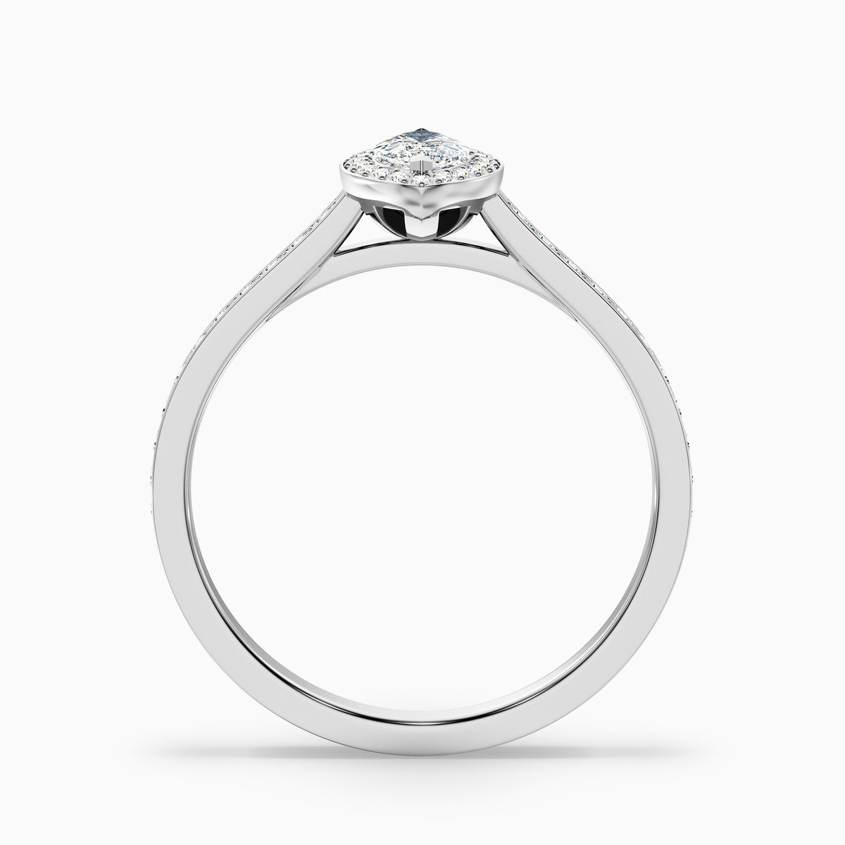 Ila 1.5 Carat Marquise Halo Pave Moissanite Engagement Ring in 18k Yellow Gold