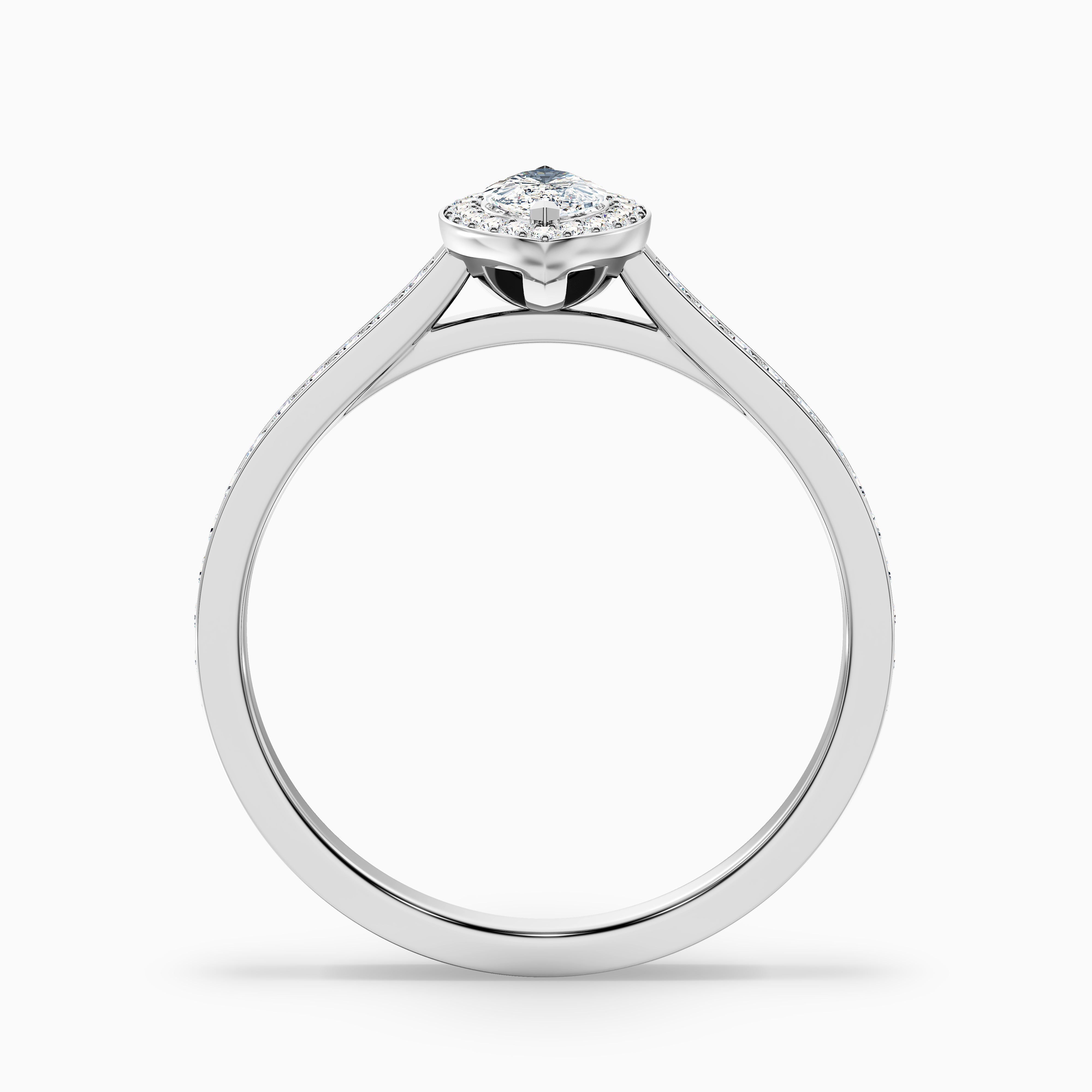 Ila 3.5 Carat Marquise Halo Pave Moissanite Engagement Ring in 18k White Gold