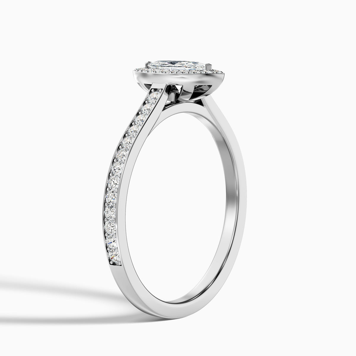 Ila 4 Carat Marquise Halo Pave Moissanite Engagement Ring in 14k White Gold