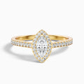 Ila 5.5 Carat Marquise Halo Pave Moissanite Engagement Ring in 18k Yellow Gold