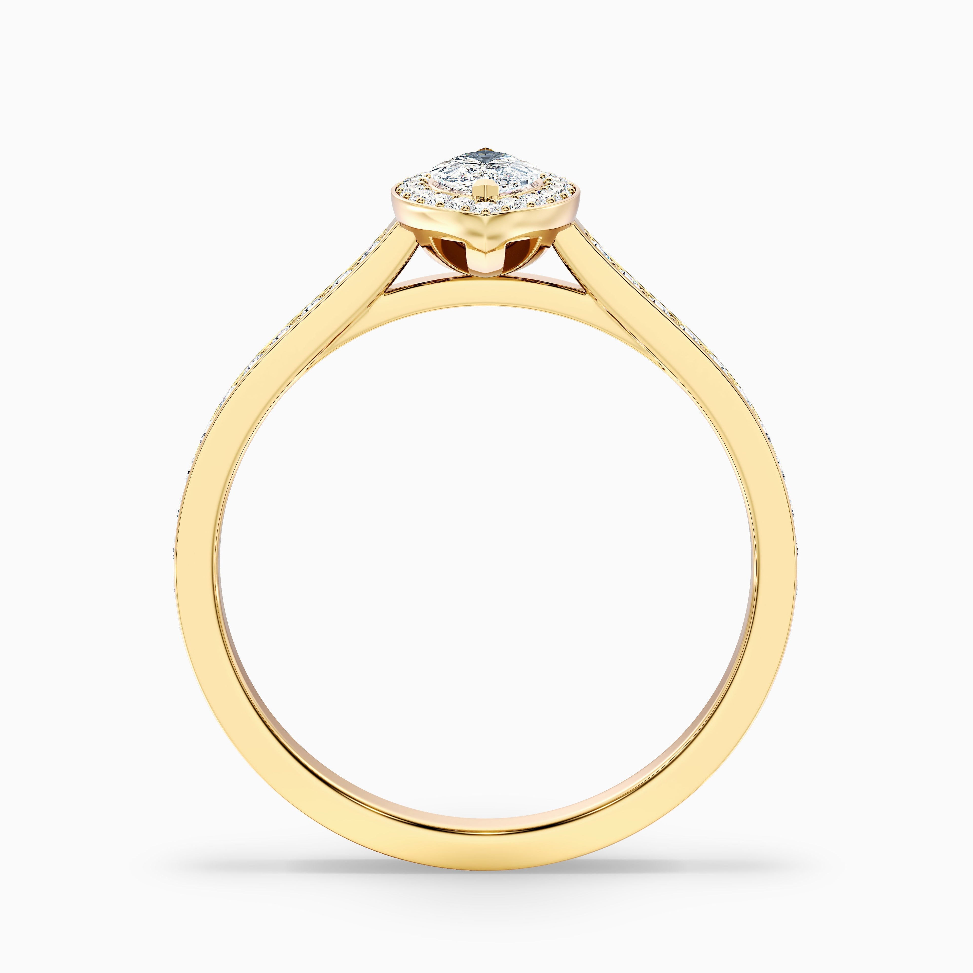 Ila 1.5 Carat Marquise Halo Pave Moissanite Engagement Ring in 18k White Gold