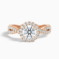 Riva 3 Carat Round Cut Halo Twisted Pave Moissanite Engagement Ring in 18k Rose Gold