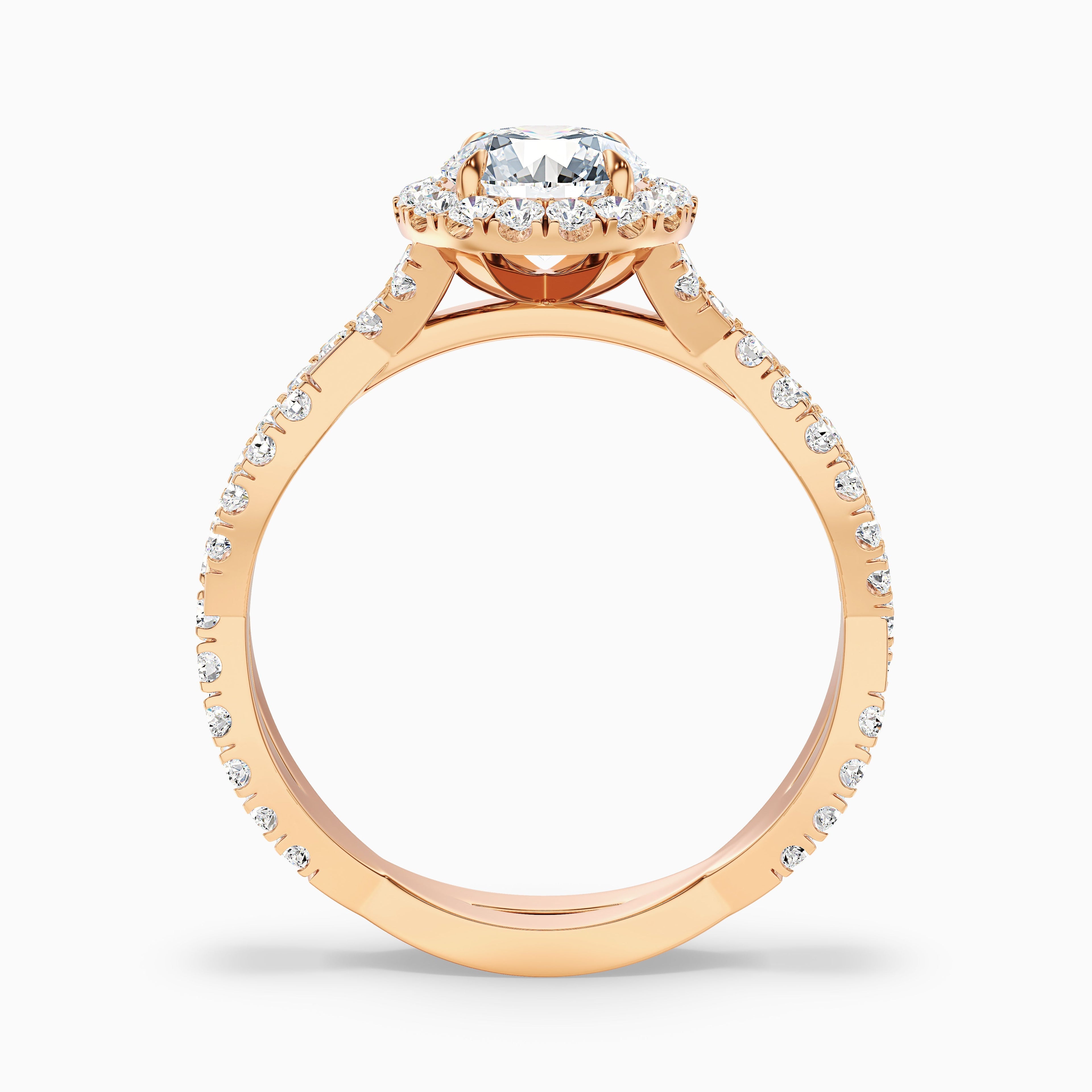 Riva 5.5 Carat Round Cut Halo Twisted Pave Moissanite Engagement Ring in 18k White Gold