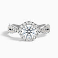 Riva 3.5 Carat Round Cut Halo Twisted Pave Moissanite Engagement Ring in 10k White Gold