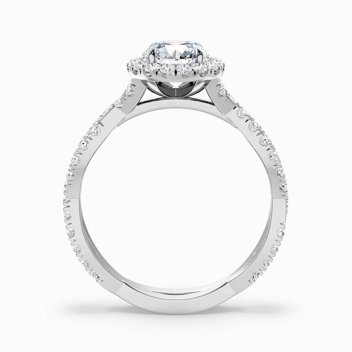 Riva 5.5 Carat Round Cut Halo Twisted Pave Moissanite Engagement Ring in 10k Yellow Gold