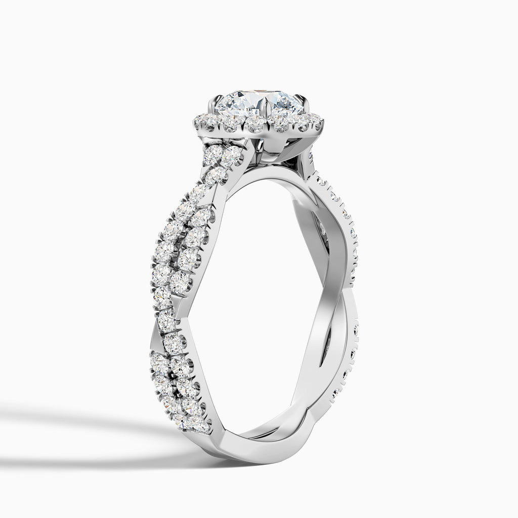 Riva 4.5 Carat Round Cut Halo Twisted Pave Moissanite Engagement Ring in 14k Yellow Gold