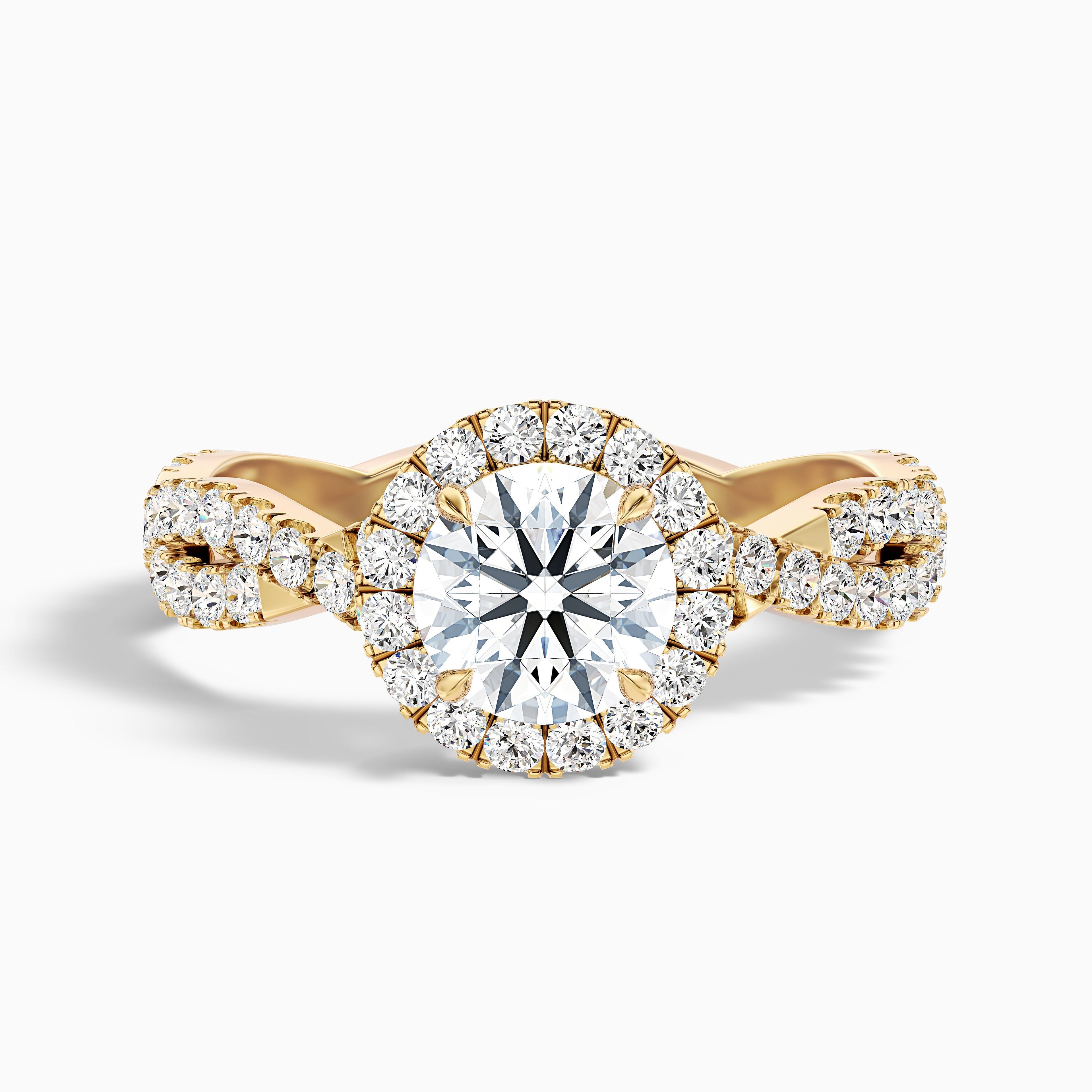 Riva 5.5 Carat Round Cut Halo Twisted Pave Moissanite Engagement Ring in 10k White Gold