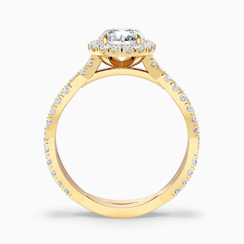 Riva 5 Carat Round Cut Halo Twisted Pave Moissanite Engagement Ring in 14k Rose Gold