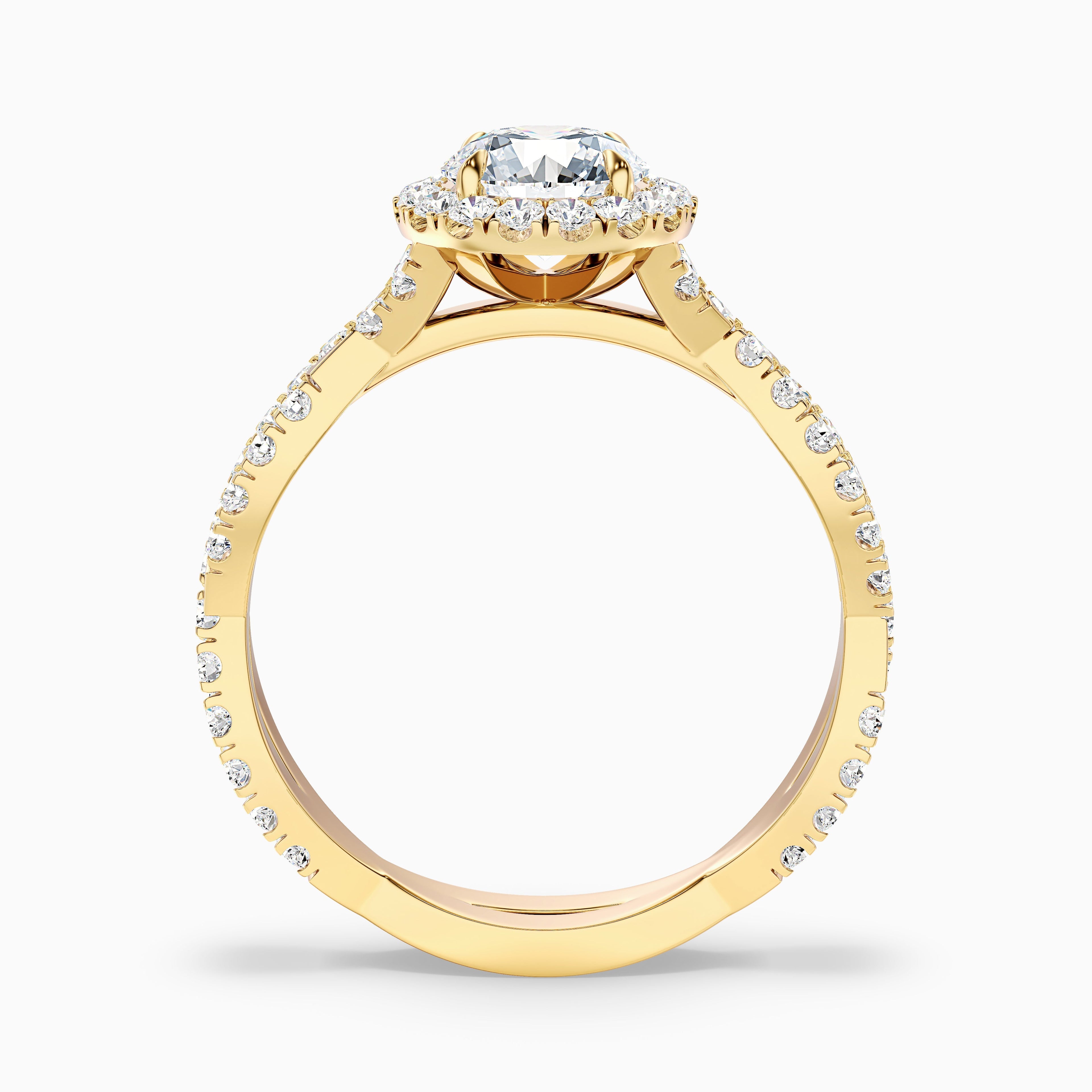 Riva 3.5 Carat Round Cut Halo Twisted Pave Moissanite Engagement Ring in Platinum