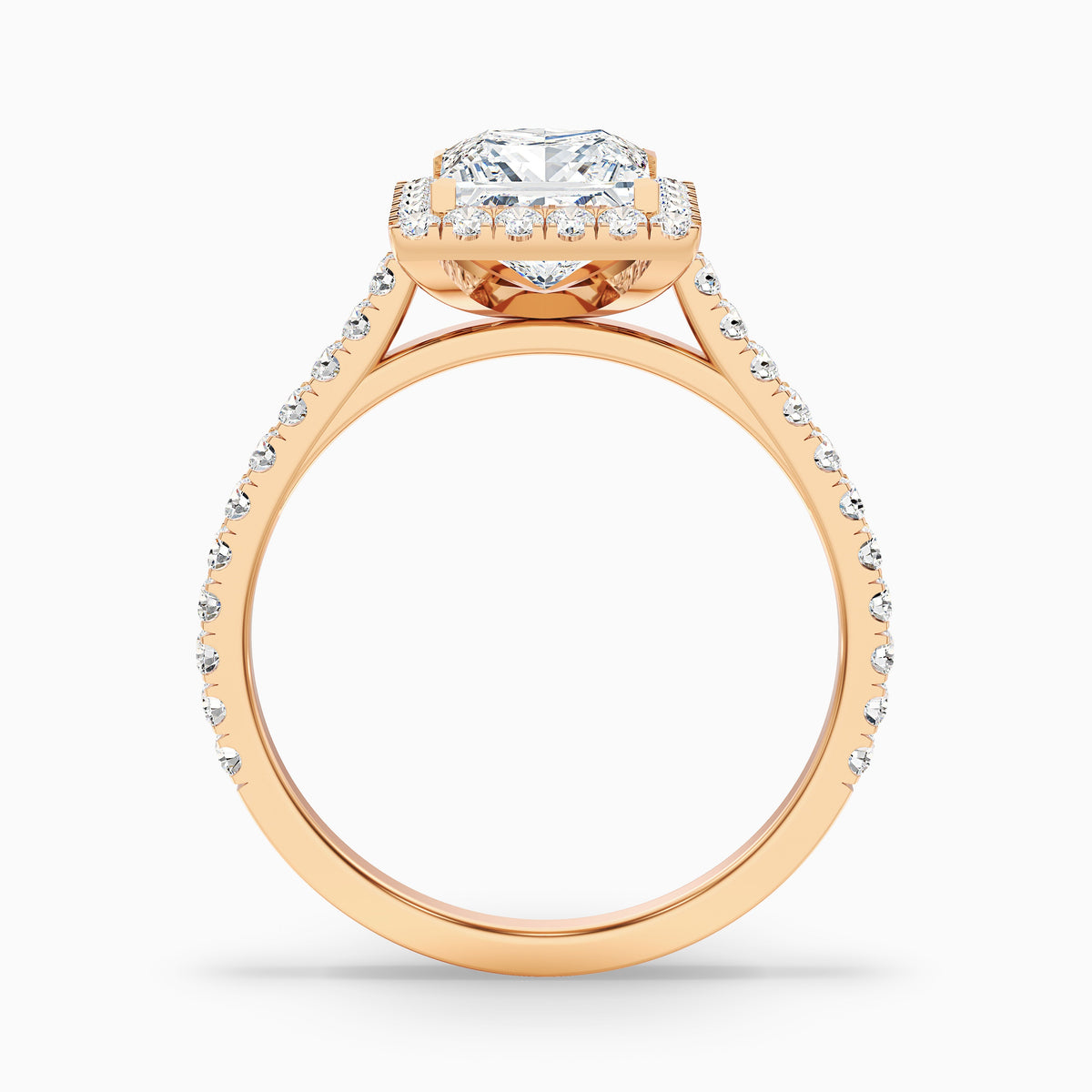 Rose 5.5 Carat Princess Halo Pave Moissanite Engagement Ring in 18k White Gold