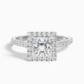 Rose 5.5 Carat Princess Halo Pave Moissanite Engagement Ring in 10k White Gold