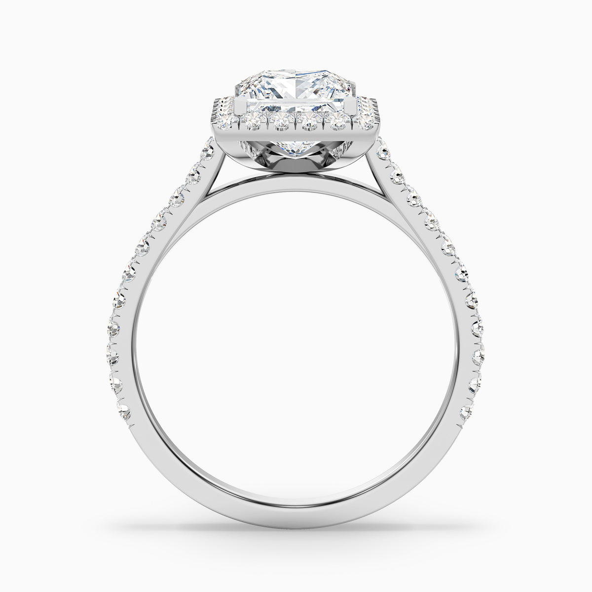 Rose 5 Carat Princess Halo Pave Moissanite Engagement Ring in 14k Yellow Gold