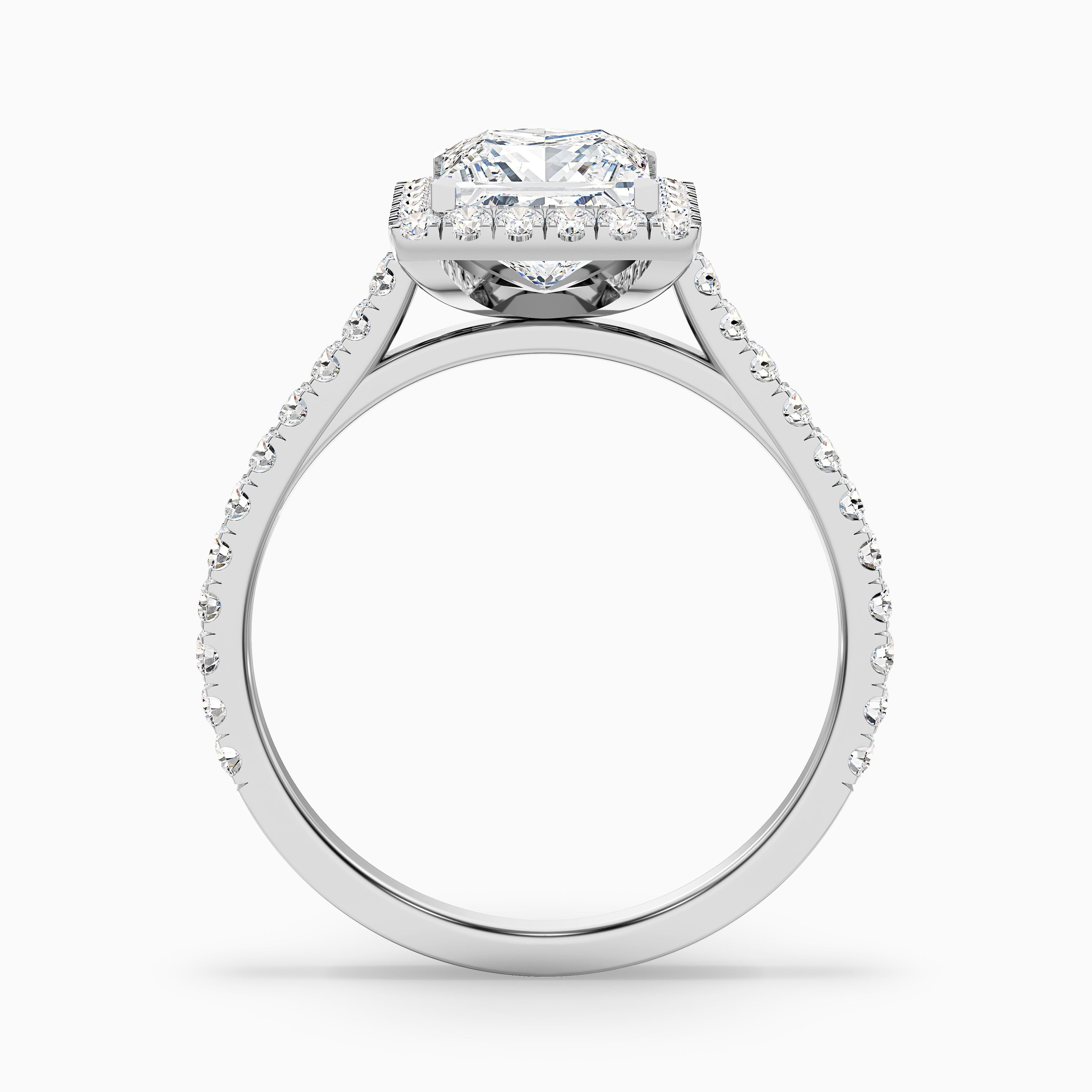 Rose 4.5 Carat Princess Halo Pave Moissanite Engagement Ring in 10k Rose Gold