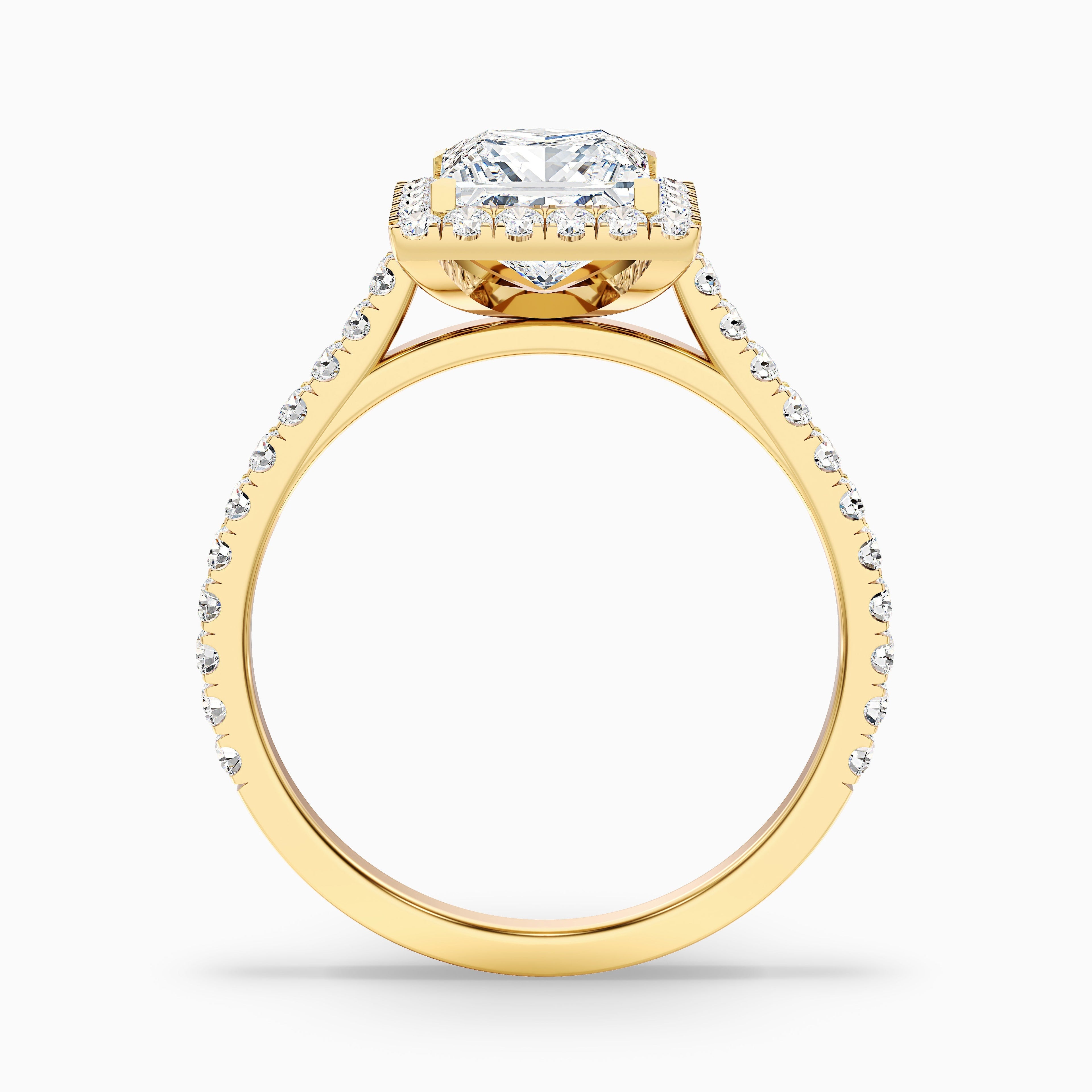 Rose 3.5 Carat Princess Halo Pave Moissanite Engagement Ring in 18k Rose Gold