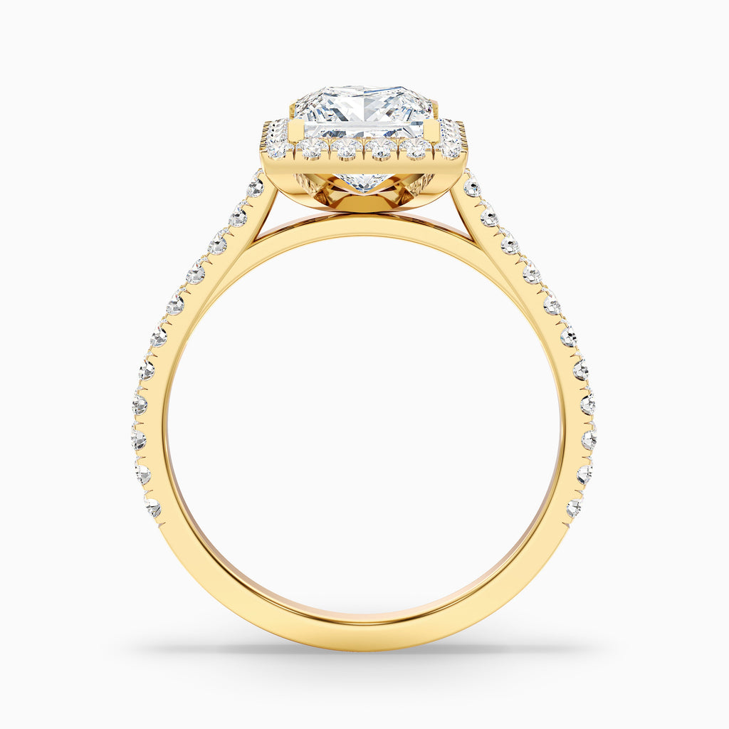 Rose 3.5 Carat Princess Halo Pave Moissanite Engagement Ring in 10k Yellow Gold