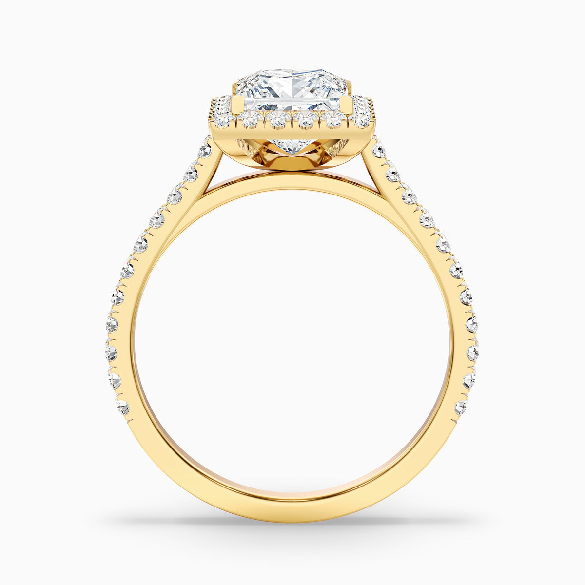Rose 3.5 Carat Princess Halo Pave Moissanite Engagement Ring in 10k White Gold