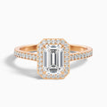 Zoya 4.5 Carat Emerald Cut Halo Pave Moissanite Engagement Ring in 10k Rose Gold
