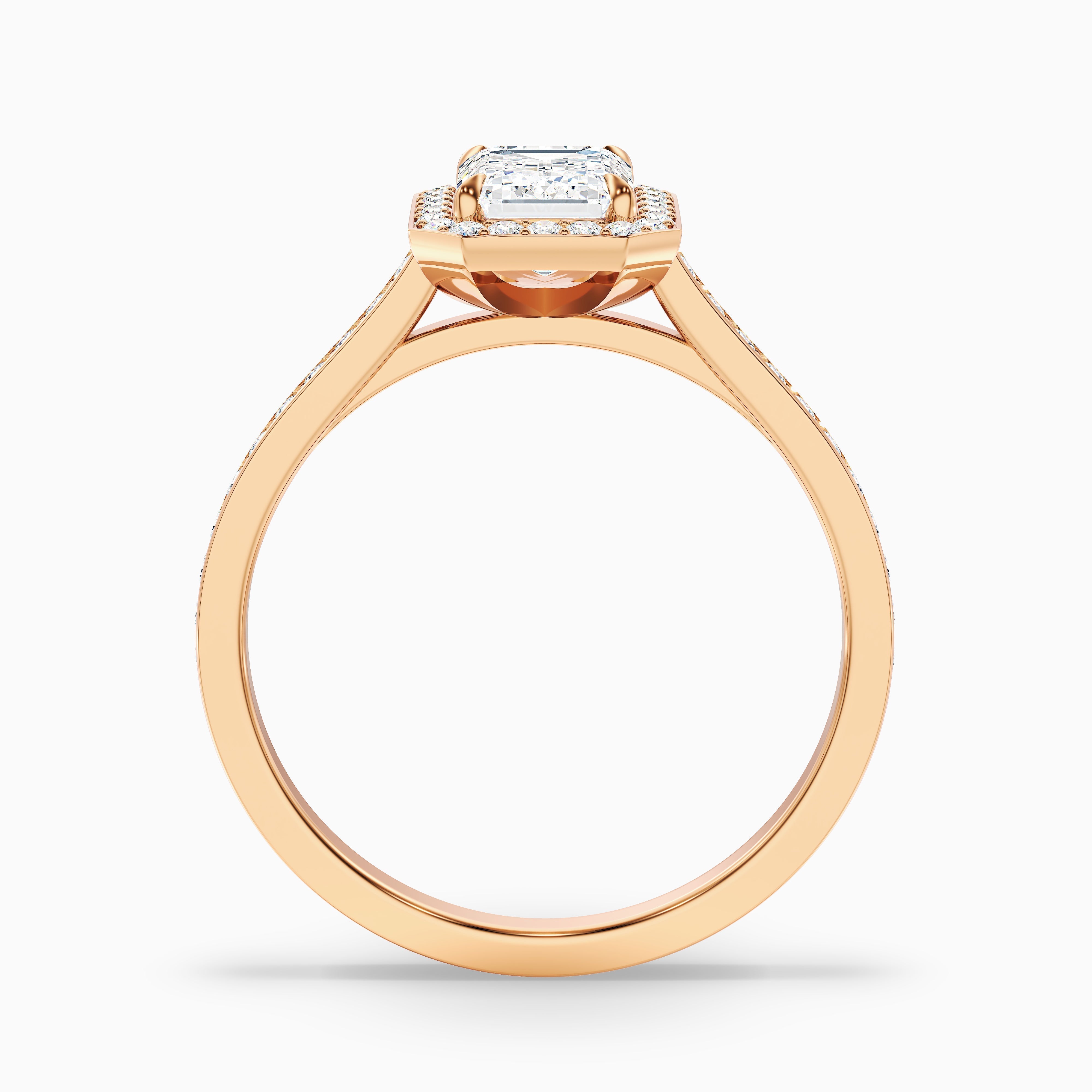 Lucy 1.5 Carat Emerald Cut Halo Pave Lab Grown Diamond Ring in 925 Sterling Silver