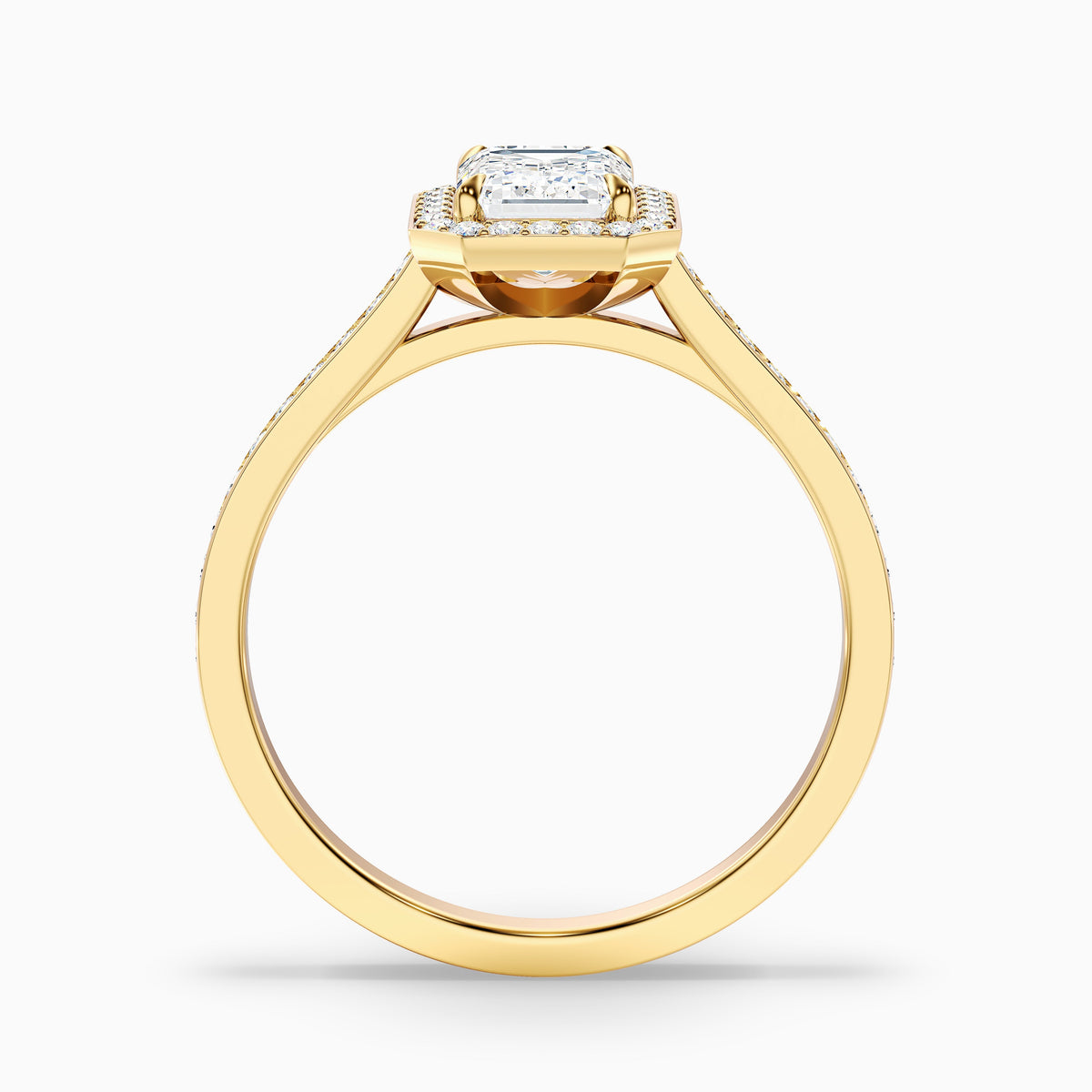 Zoya 3 Carat Emerald Cut Halo Pave Moissanite Engagement Ring in 18k White Gold