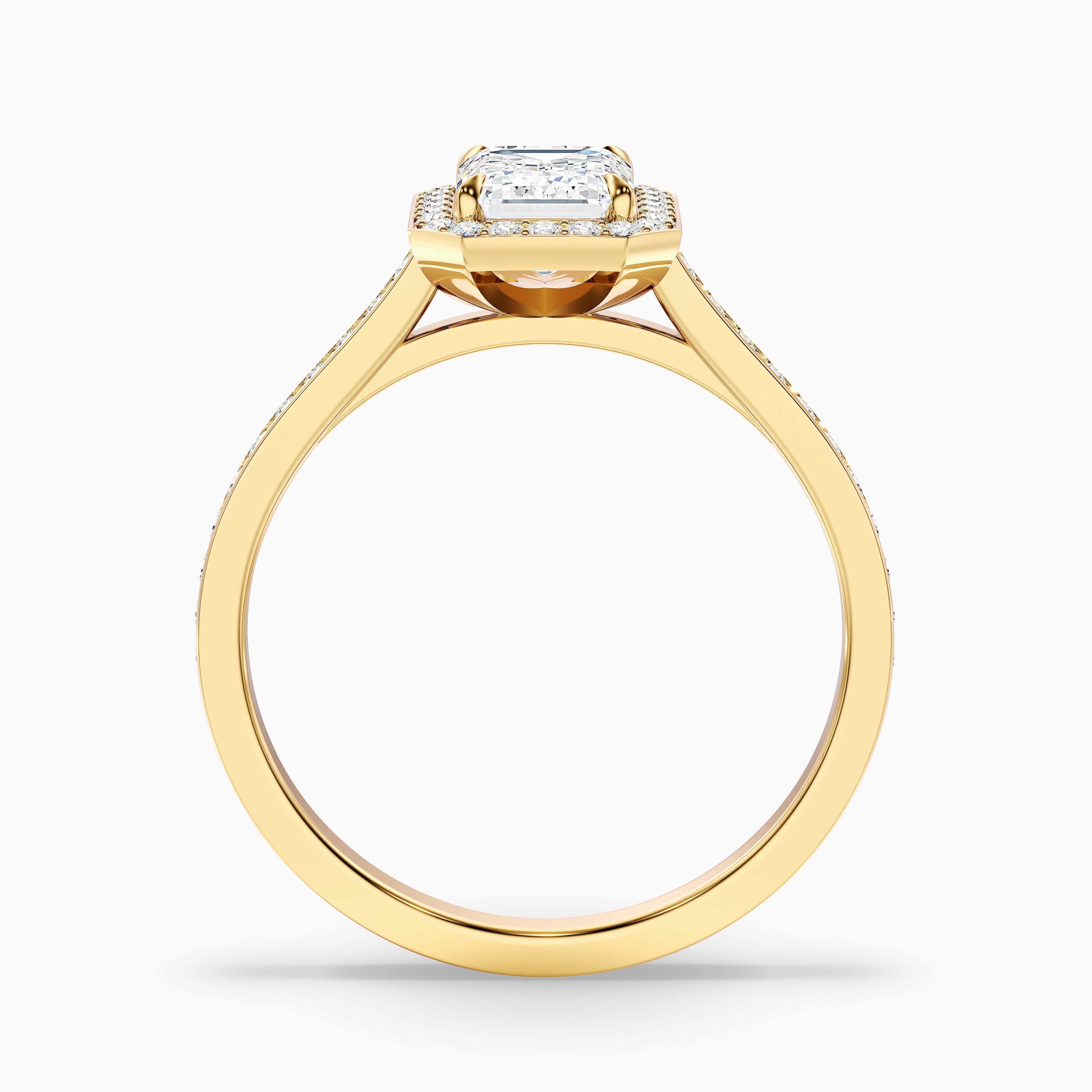 Lucy 1.5 Carat Emerald Cut Halo Pave Lab Grown Diamond Ring in 925 Sterling Silver