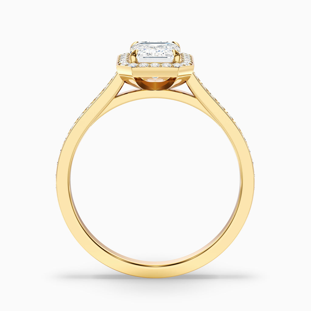 Zoya 4.5 Carat Emerald Cut Halo Pave Moissanite Engagement Ring in 10k White Gold